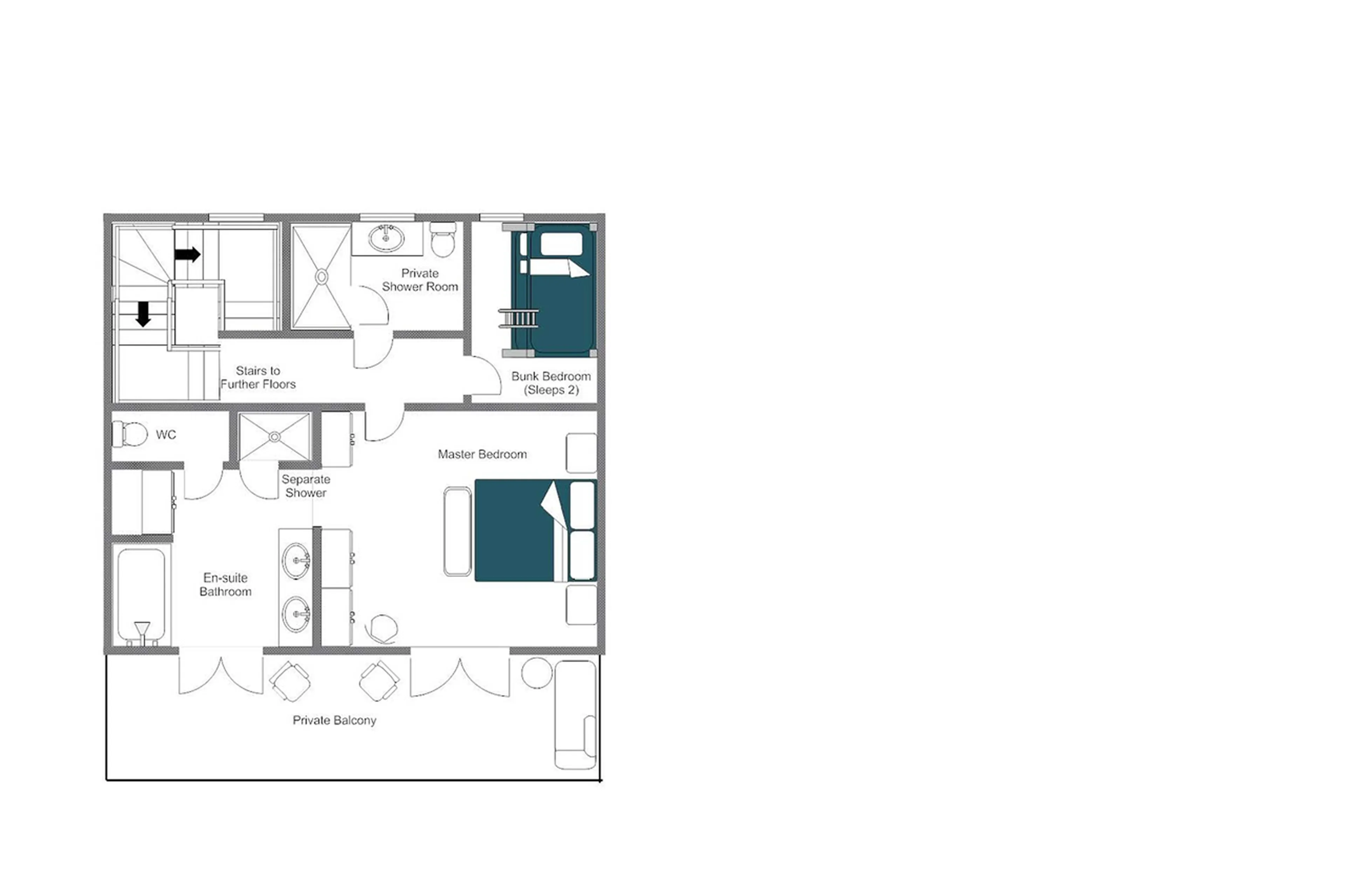Level 2 floor plan of Chalet Aline in Verbier