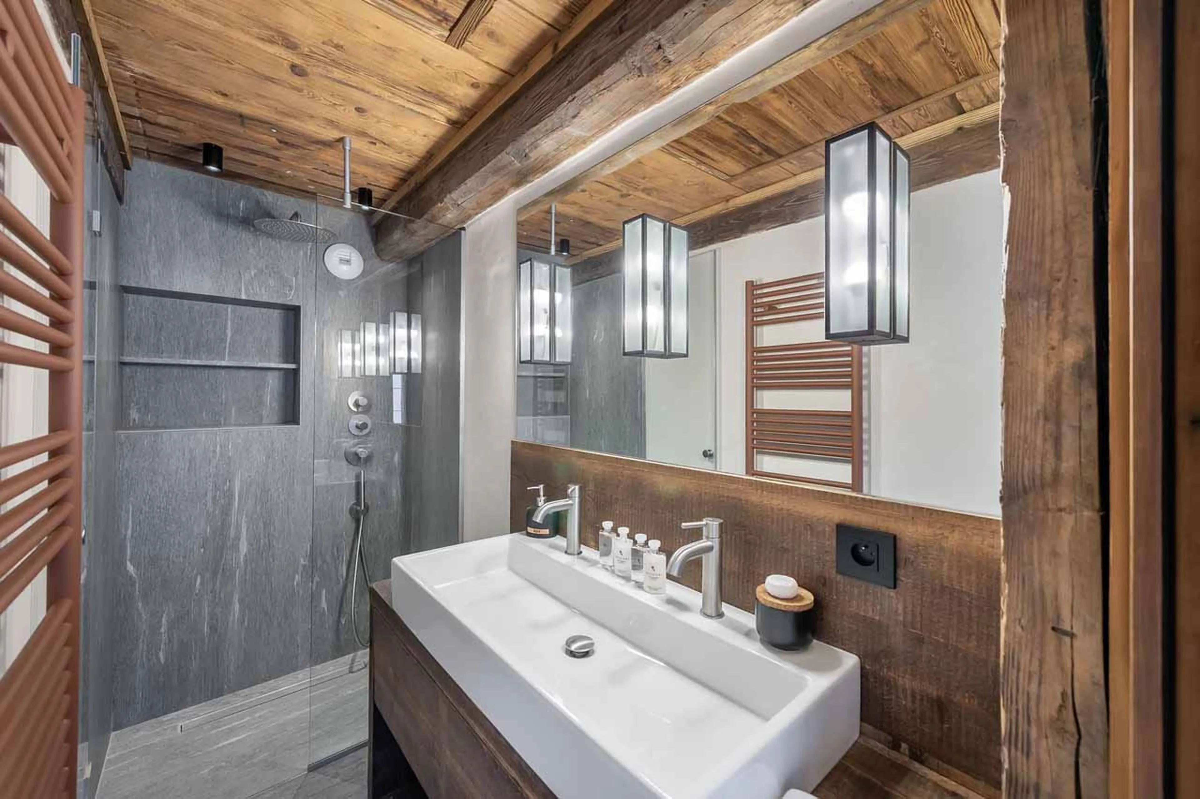 Shower room two at Chalet Aloha in St Martin de Belleville