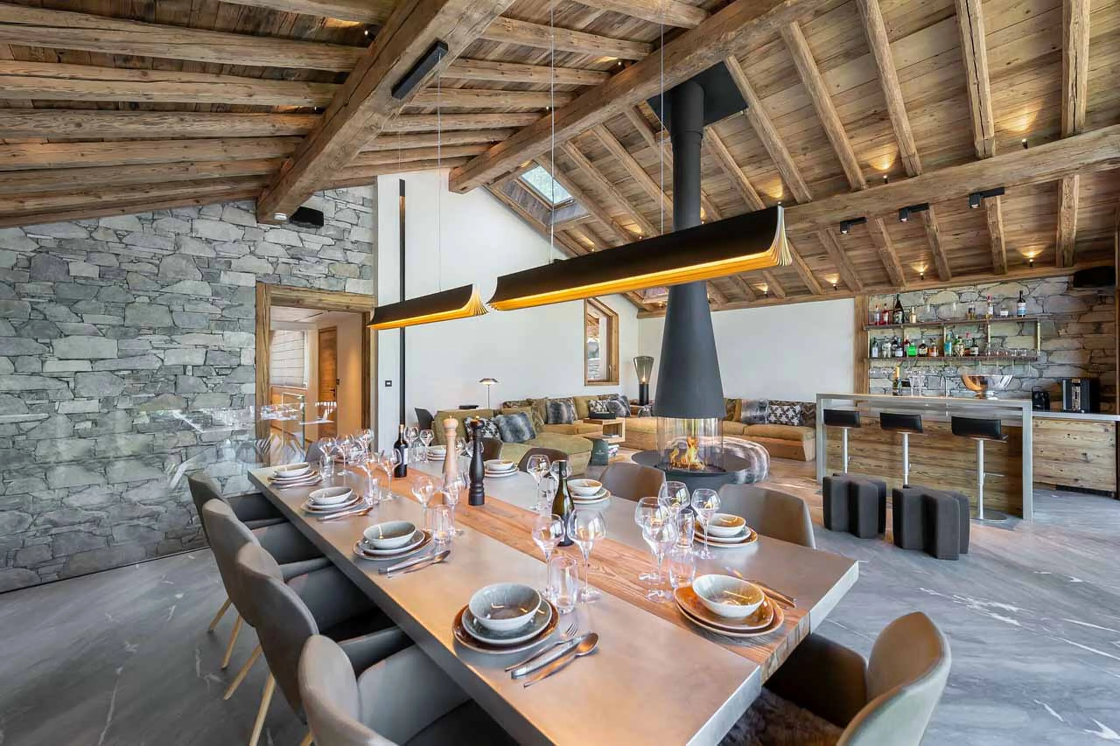 Dining area at Chalet Aloha in St Martin de Belleville