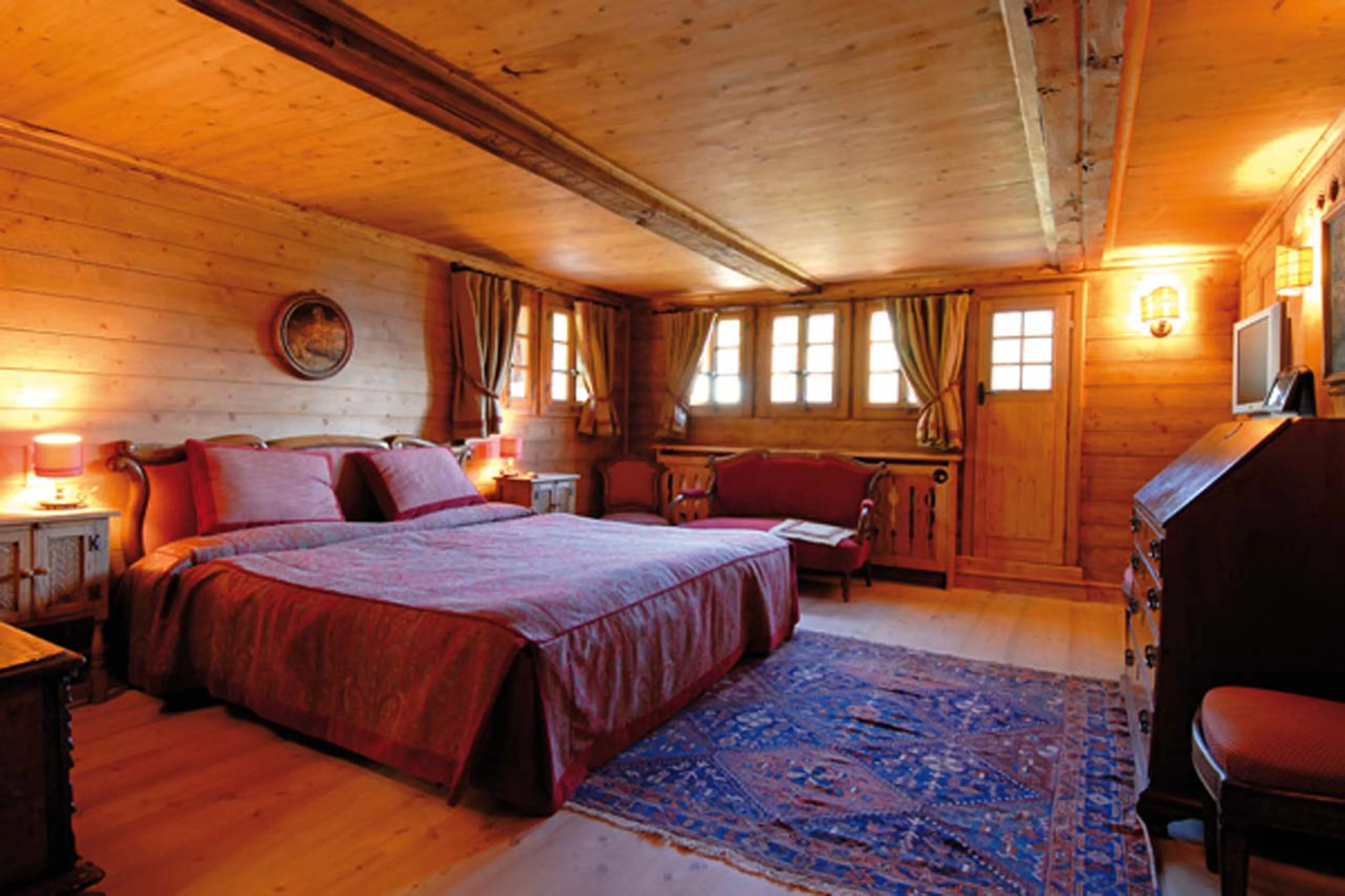 Spacious master bedroom at Chalet Alouette in Crans Montana