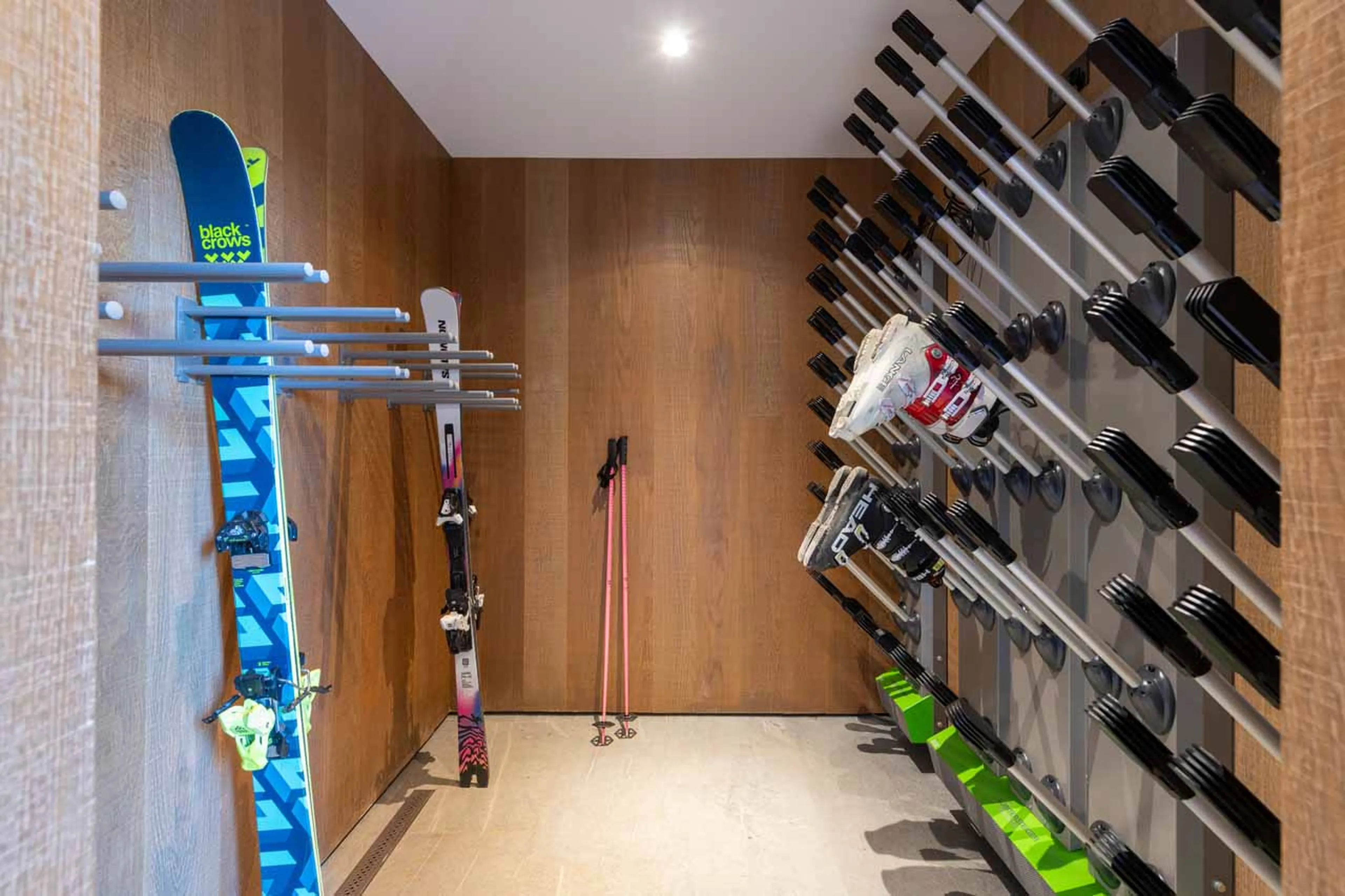 Ski room with boot warmers at Chalet Alpaca in Meribel