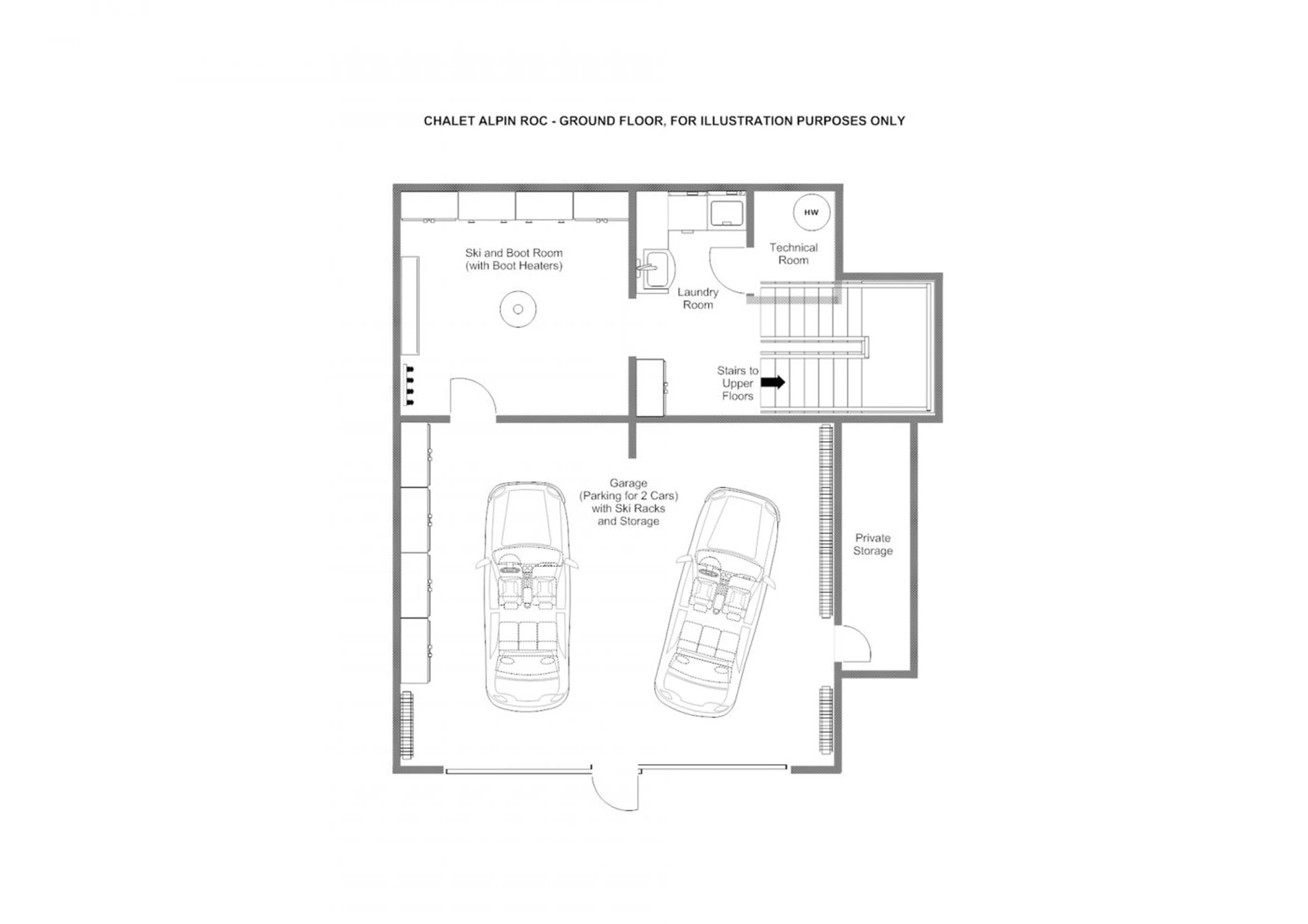 Level 0 floor plan of Chalet Alpine Roc in Verbier