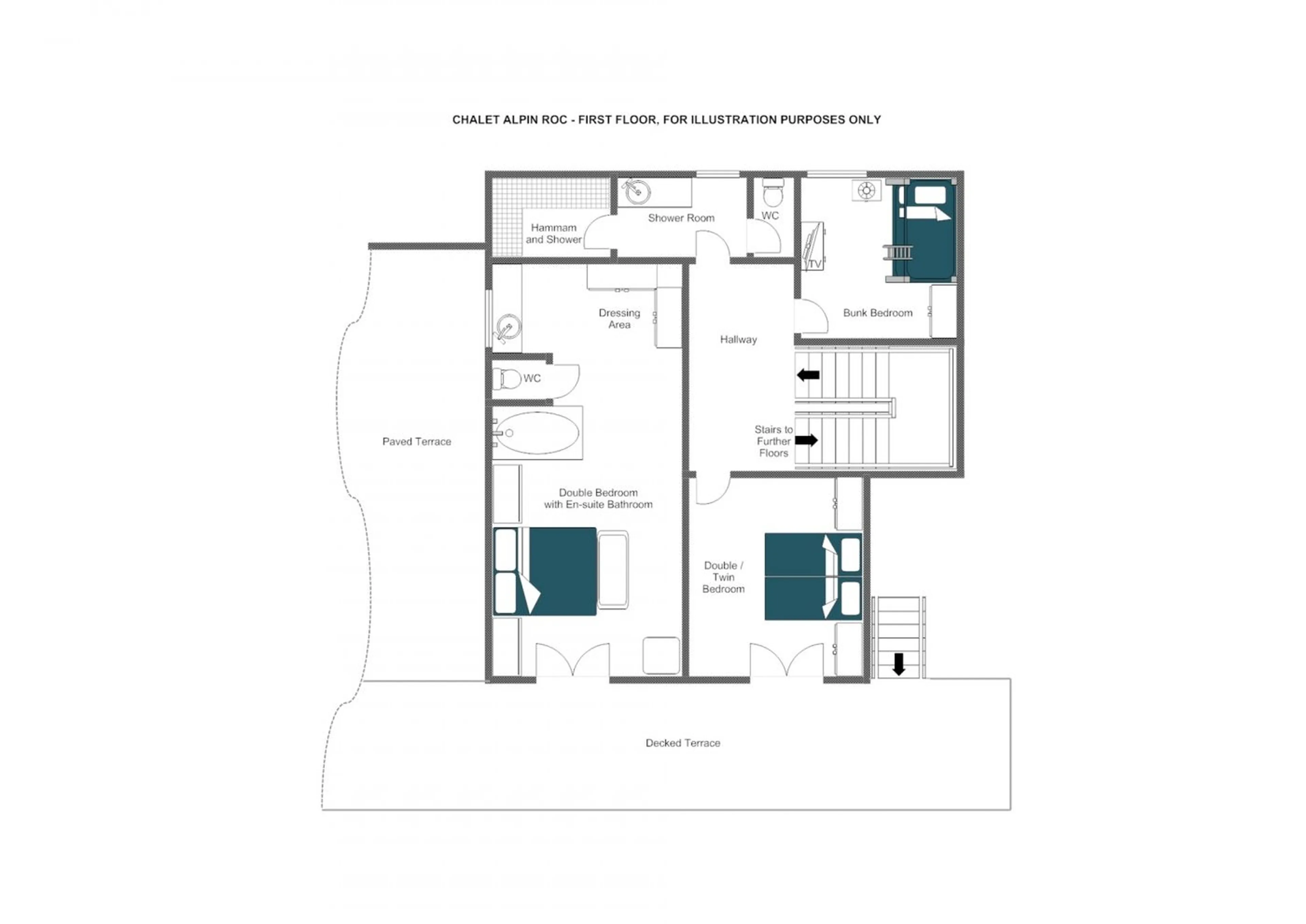 Level 1 floor plan of Chalet Alpine Roc in Verbier