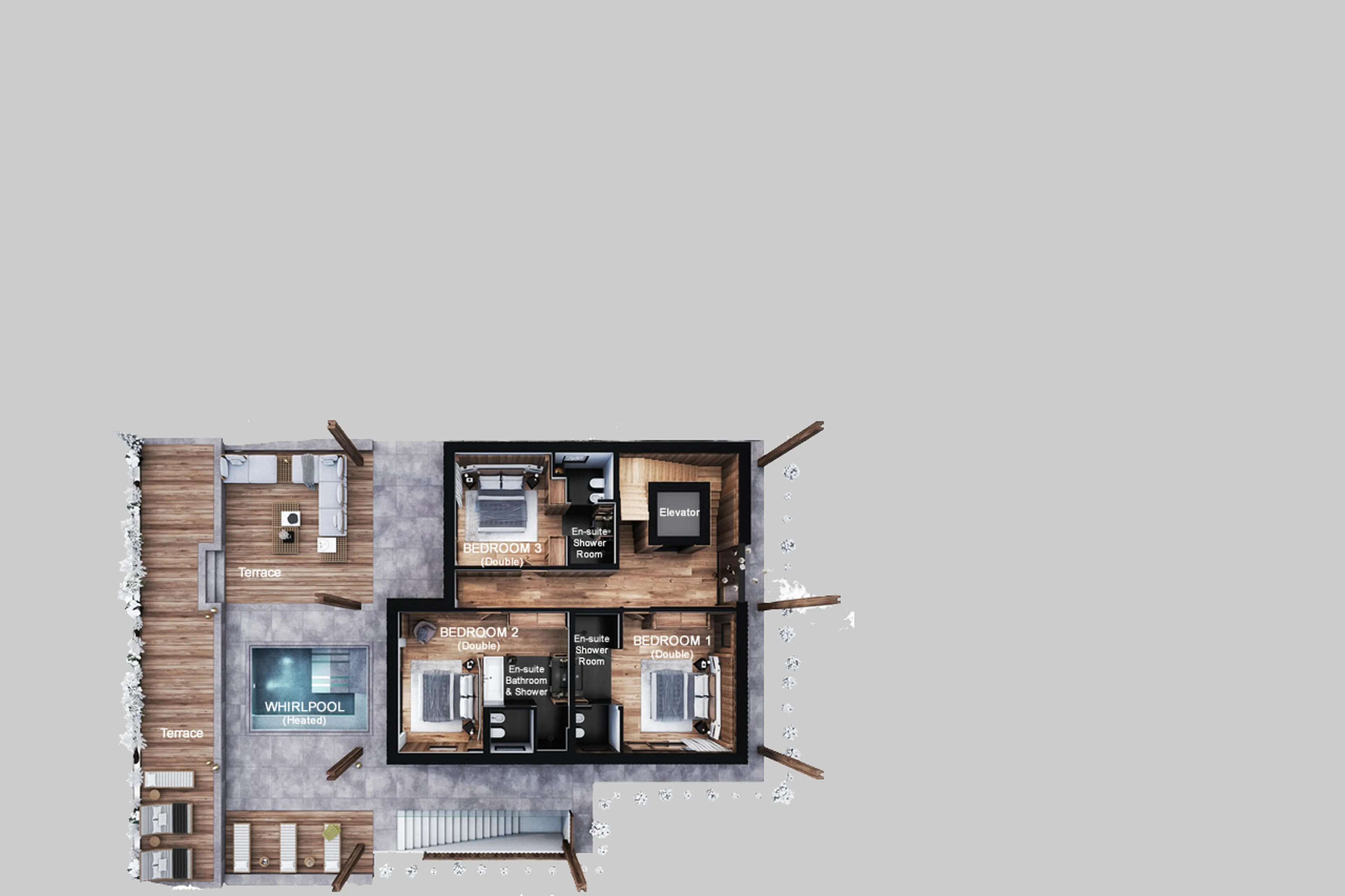 Level 0 floor plan of Chalet Alpurio in Val Gardena