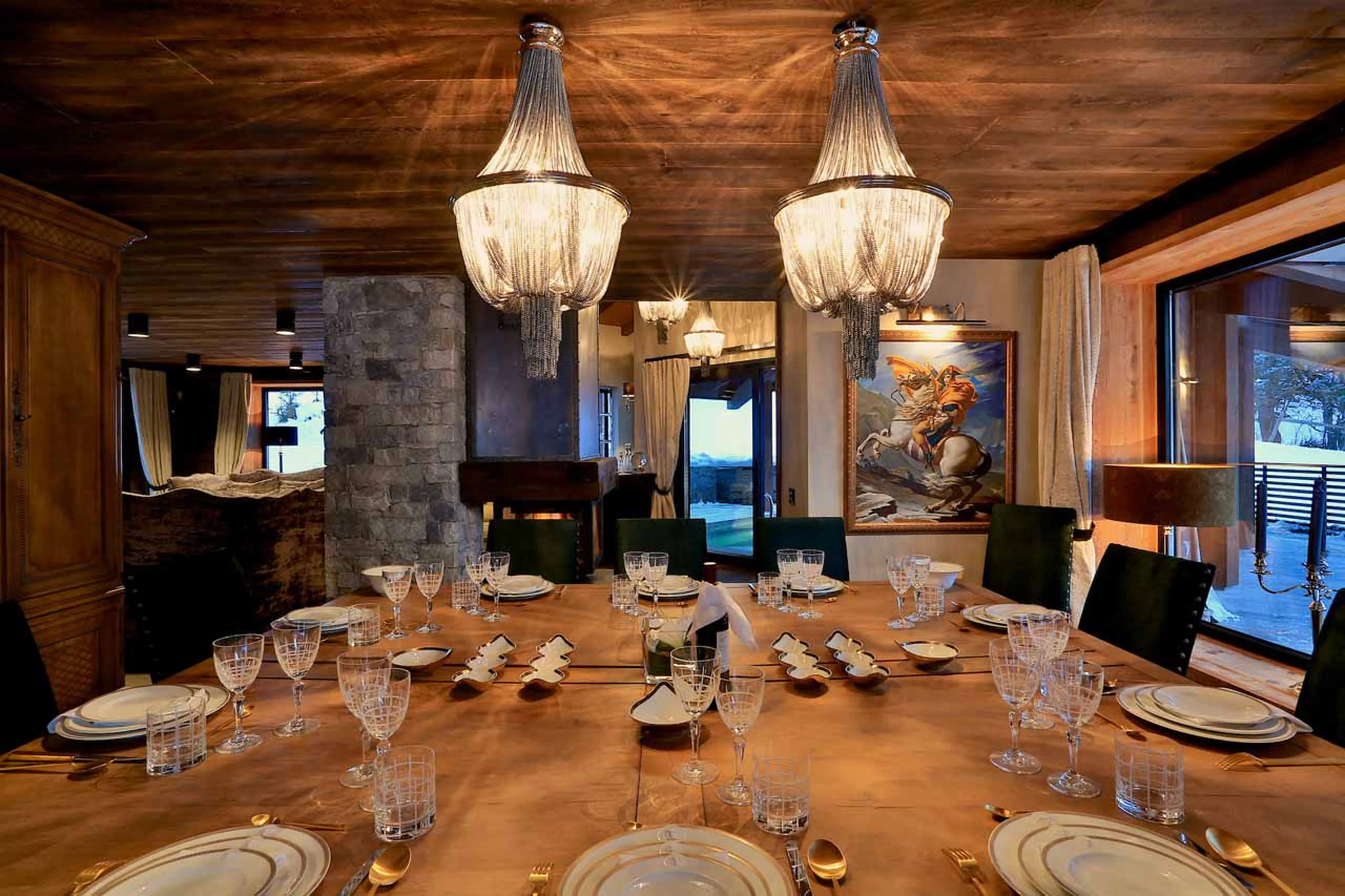 Dining table at Chalet Alta in Chamonix