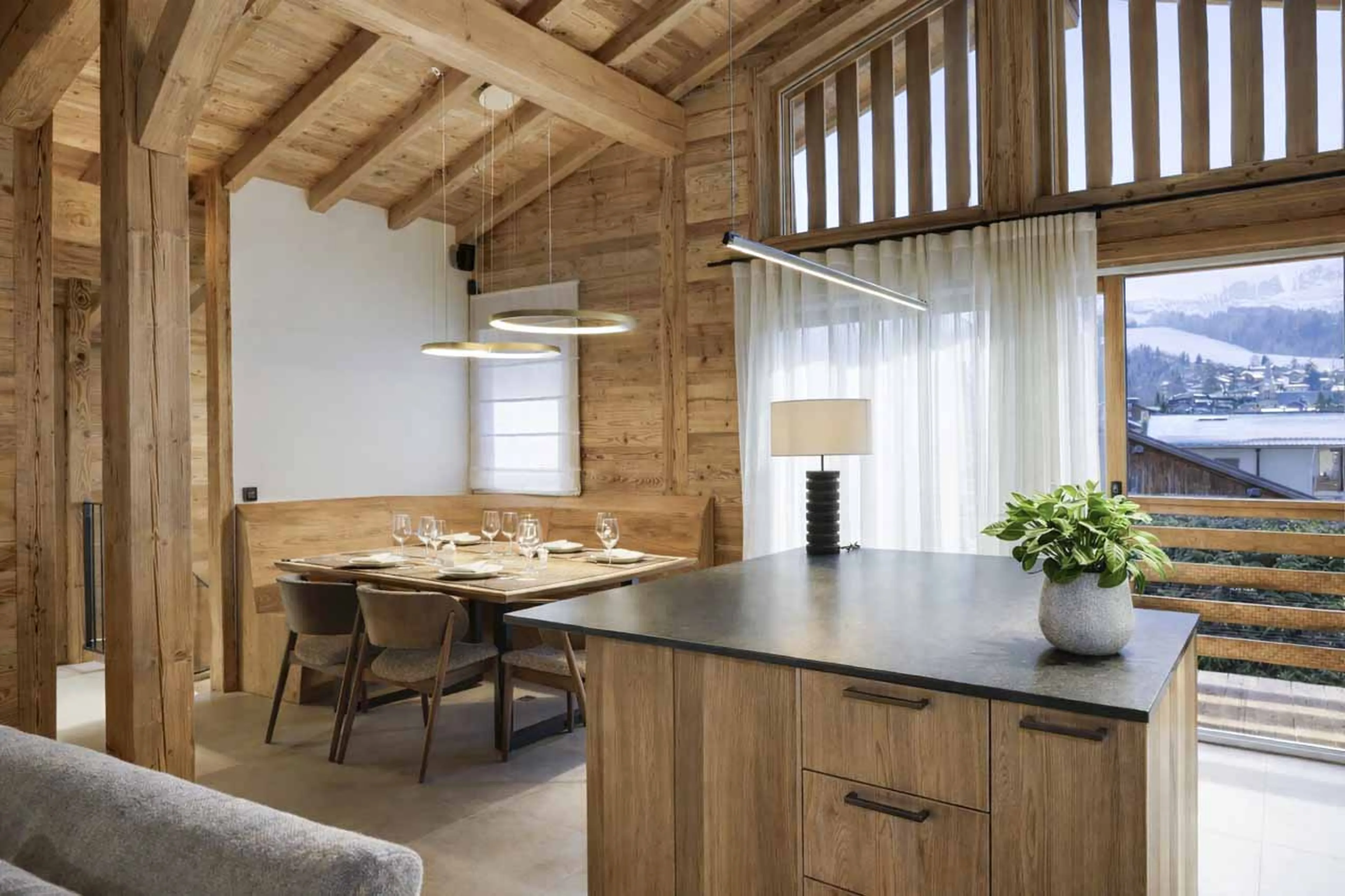 Annex kitchen and dining area at Chalet Altai in Megeve