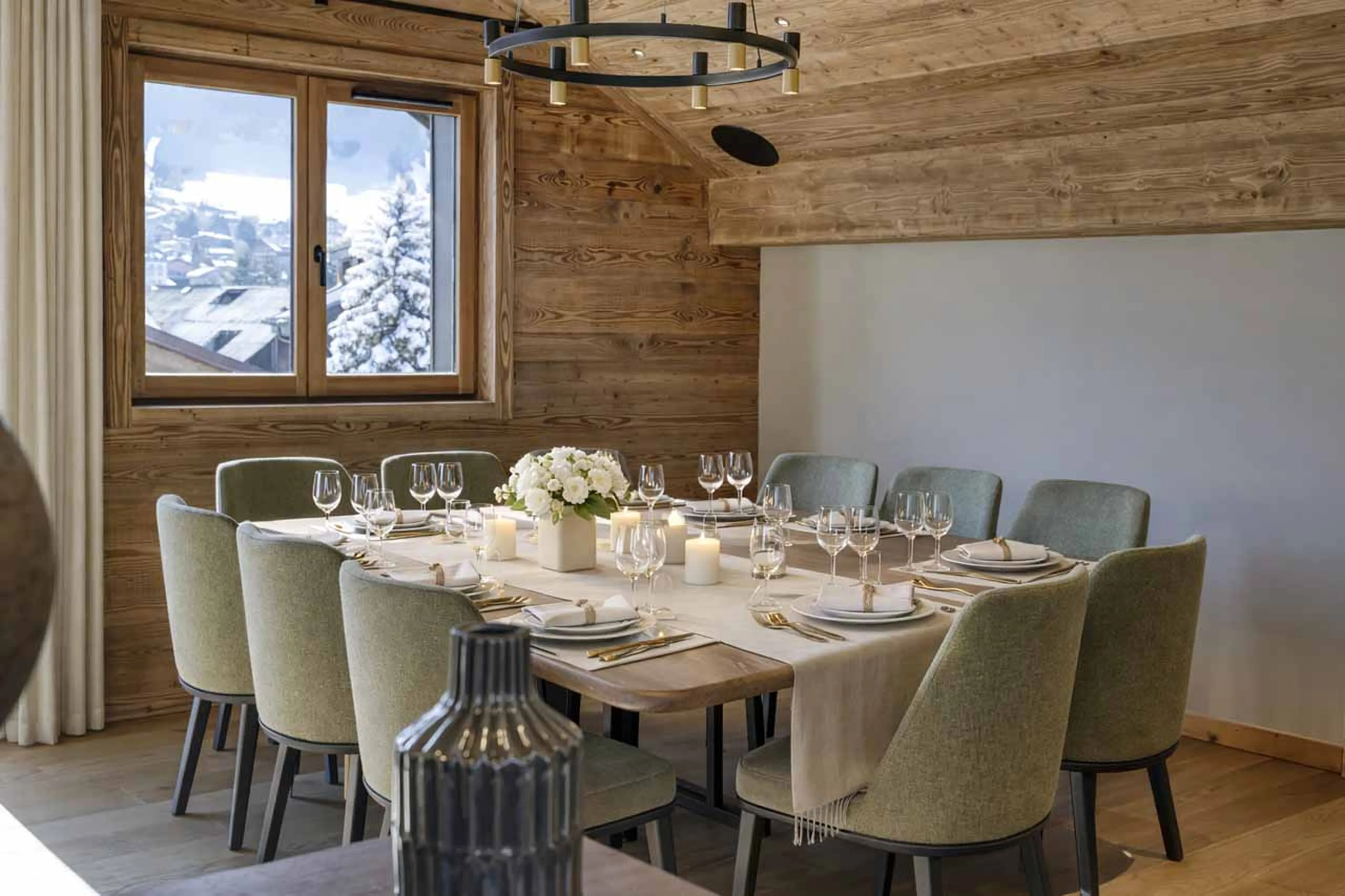 Main chalet dining area at Chalet Altai in Megeve