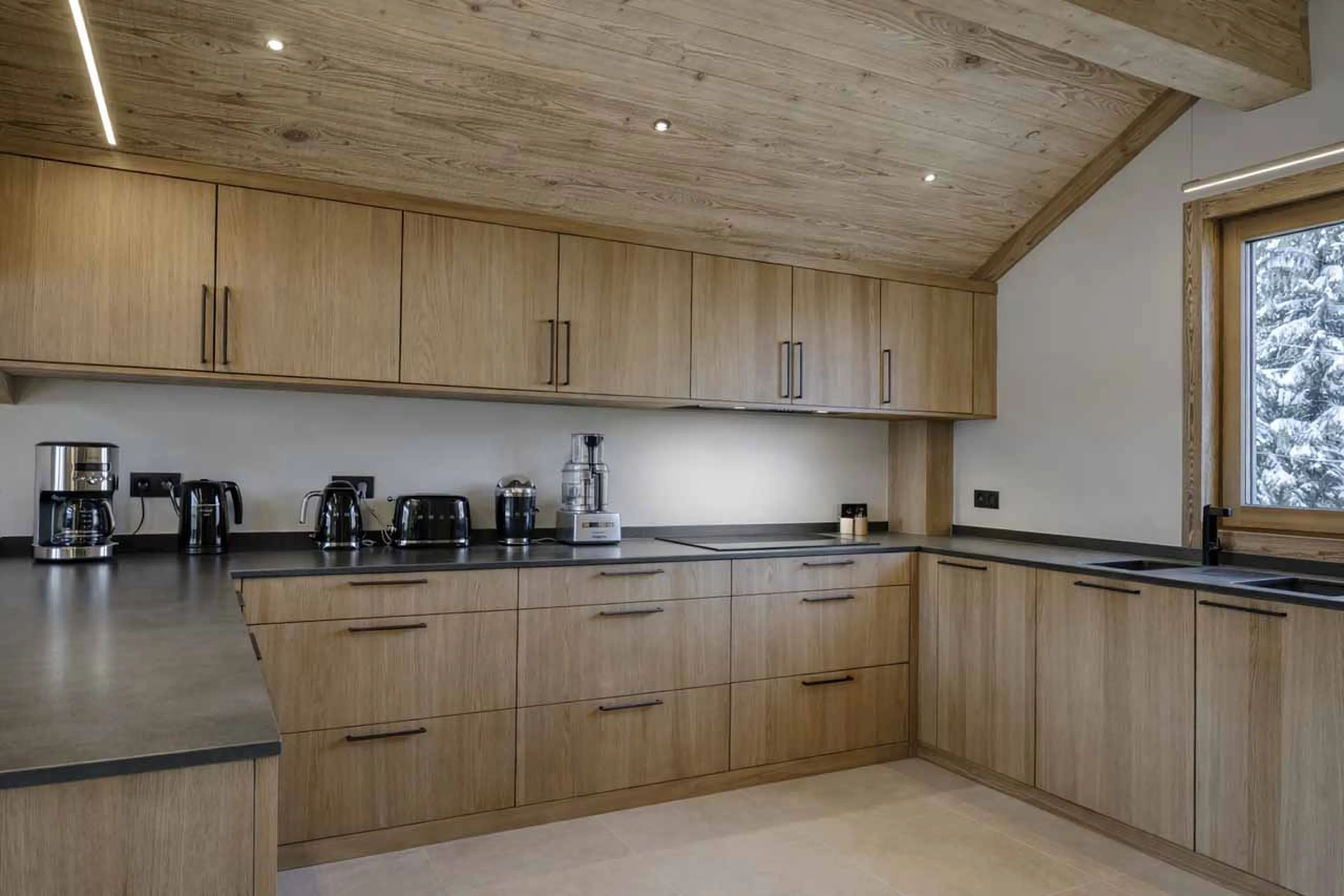 Main chalet kitchen at Chalet Altai in Megeve