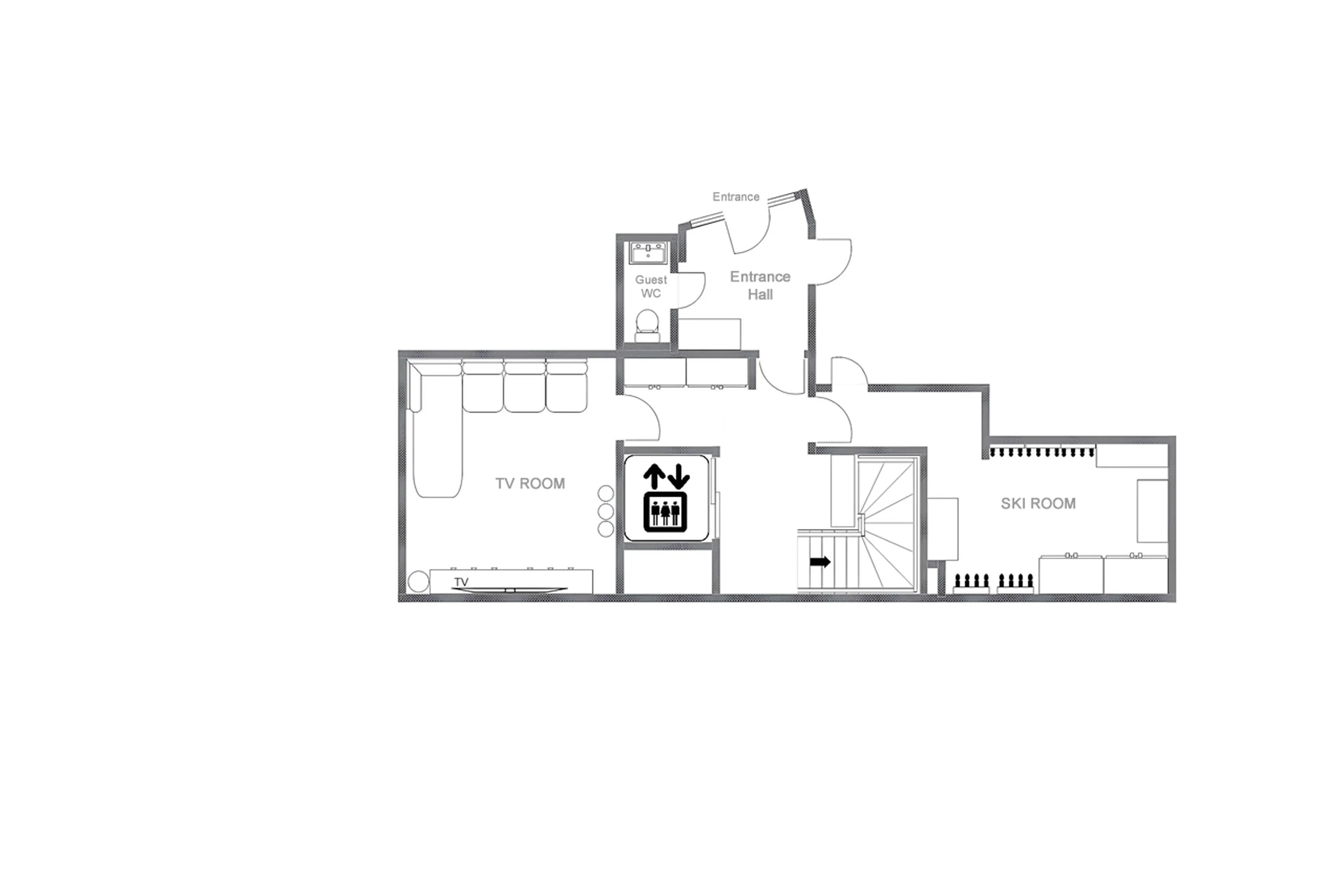 Level -1 floor plan for Chalet Altius in Meribel
