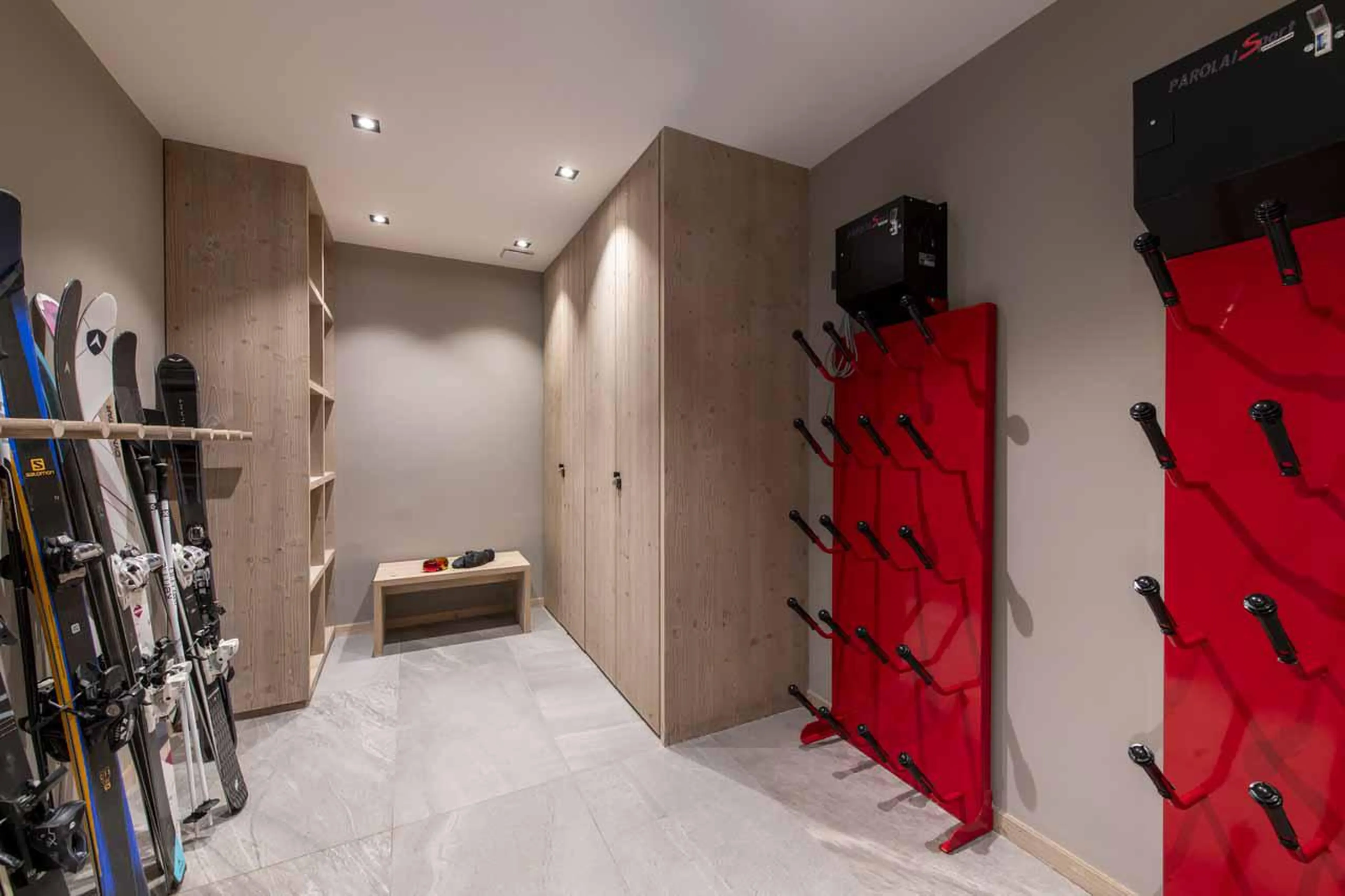 Ski room at Chalet Altius in Meribel