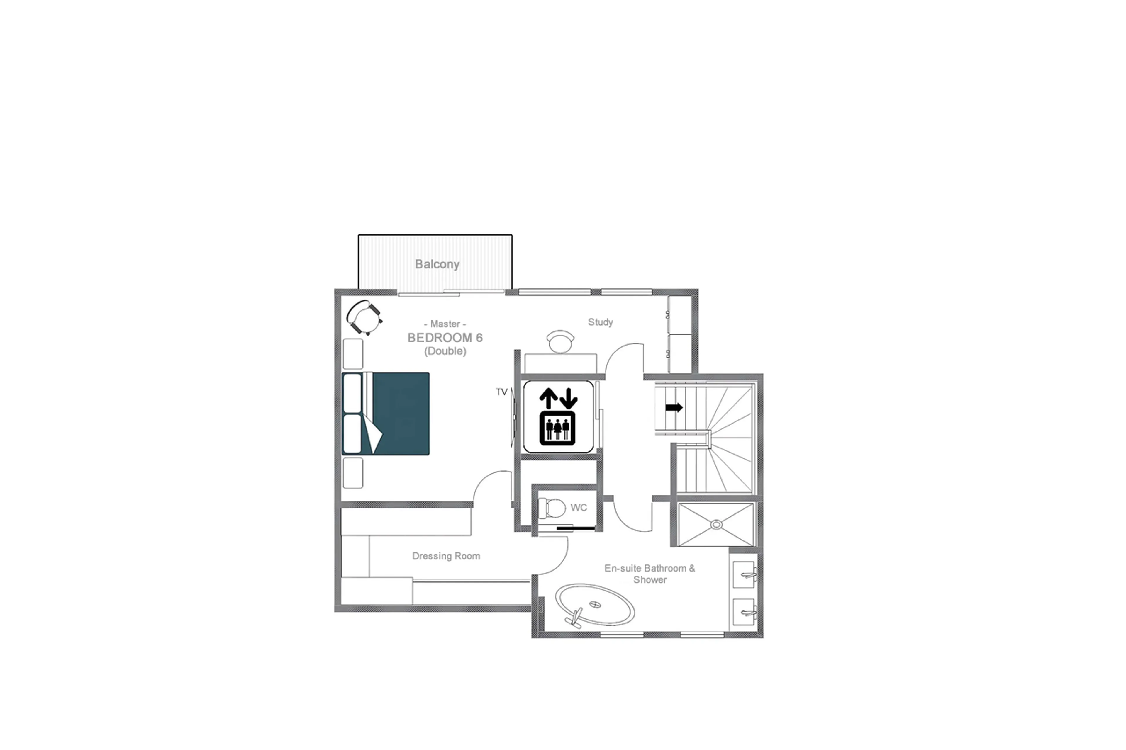 Top level floor plan for Chalet Altius in Meribel