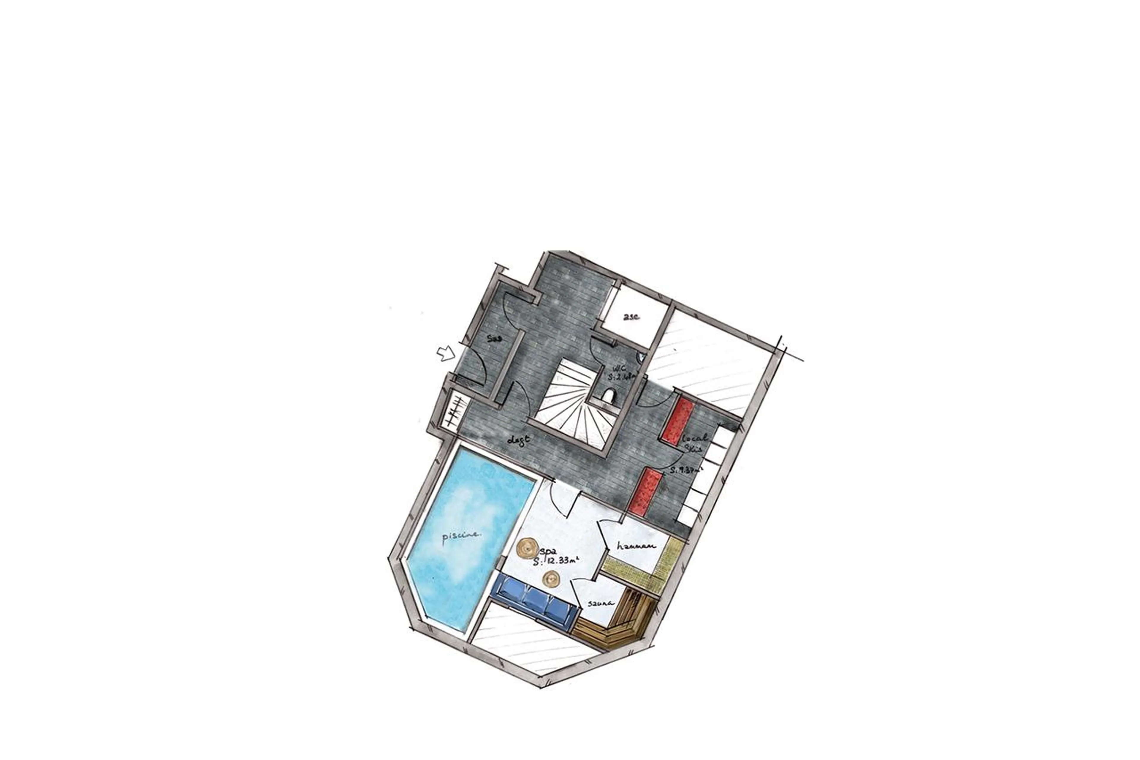 Level -1 floor plan of Chalet Ambre in Val d’Isere