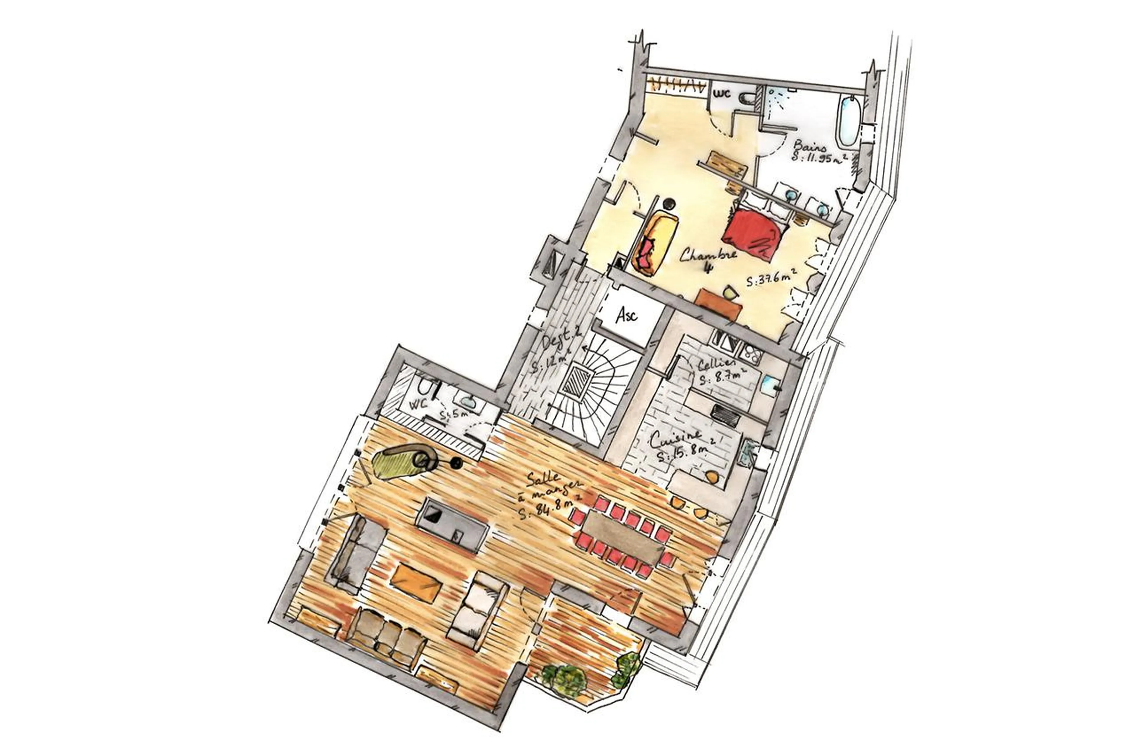 Level 2 floor plan of Chalet Ambre in Val d’Isere
