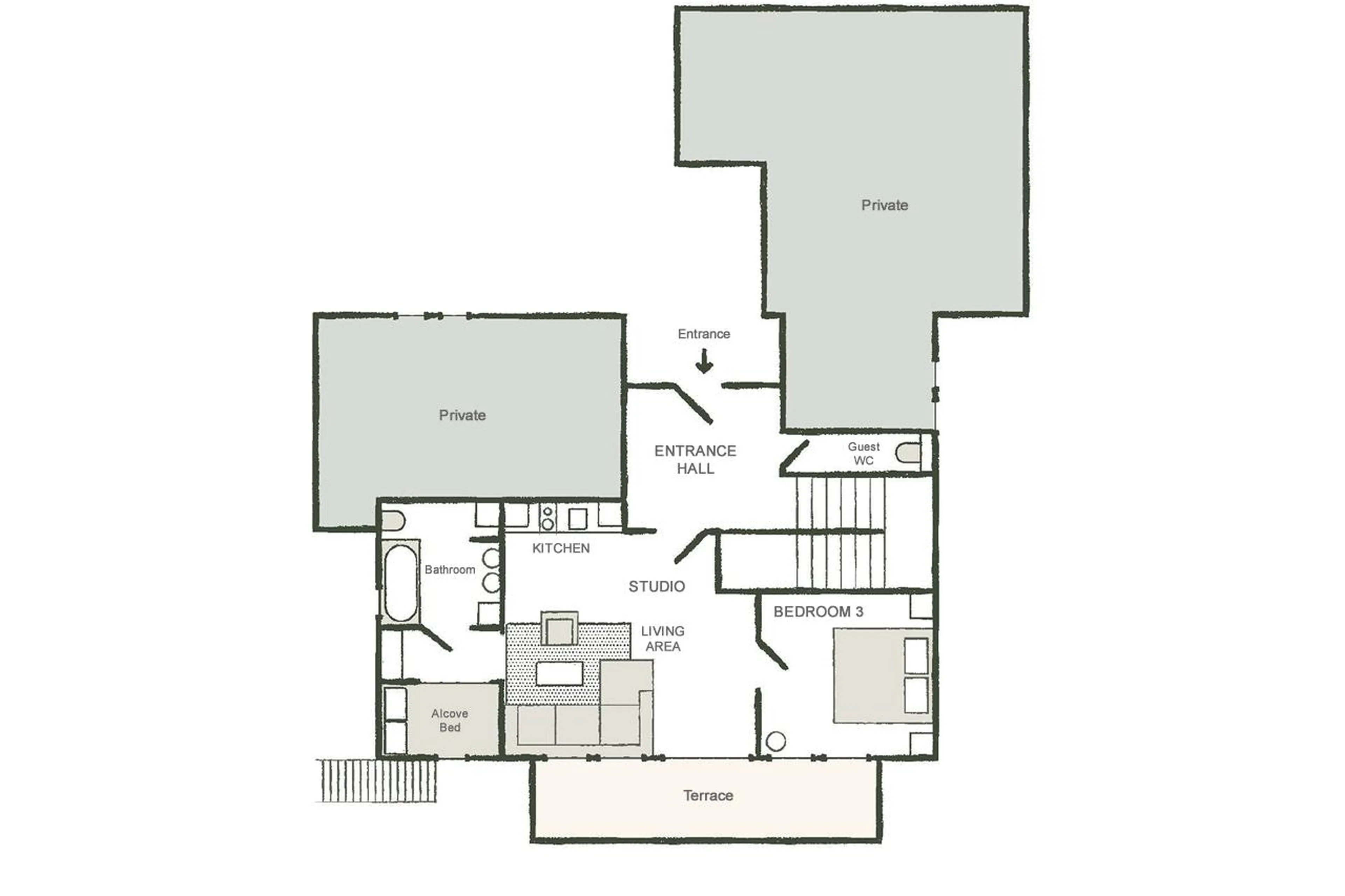 Level 0 floor plan of Chalet Ambroise in Megeve