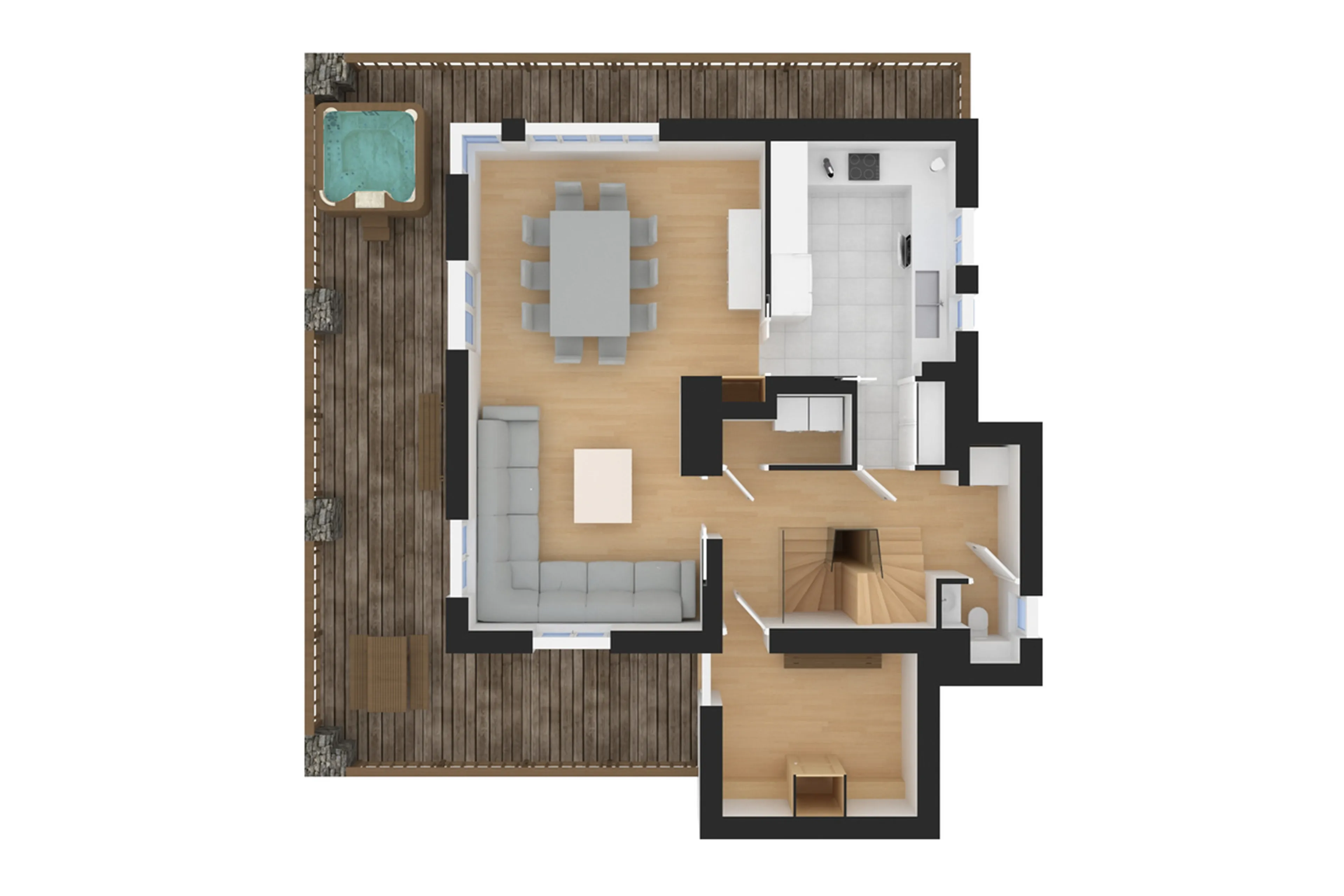 Level 1 floor plan of Chalet Amnesia in Courchevel 1650