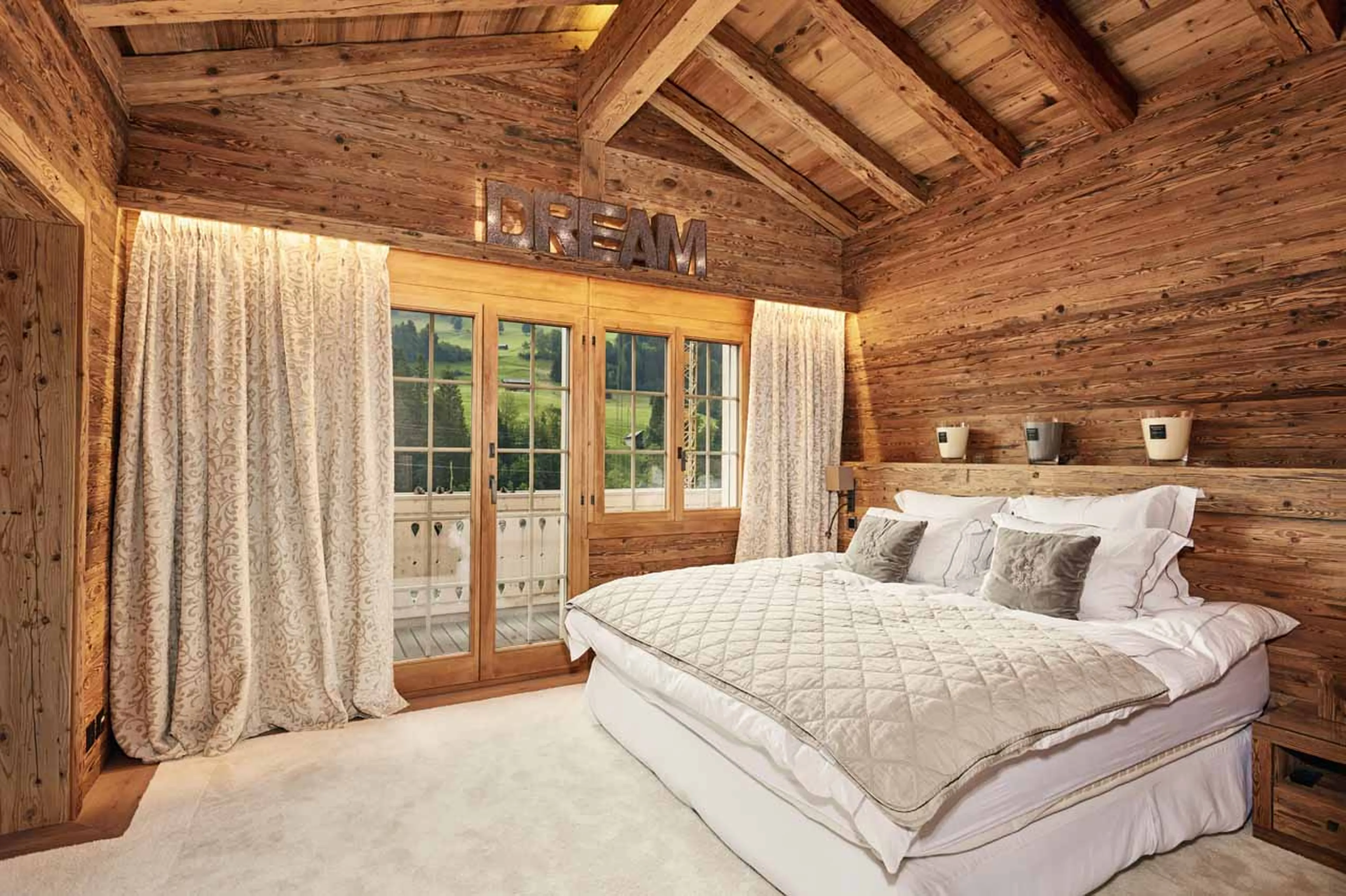 Master bedroom at Chalet Amorica in Gstaad