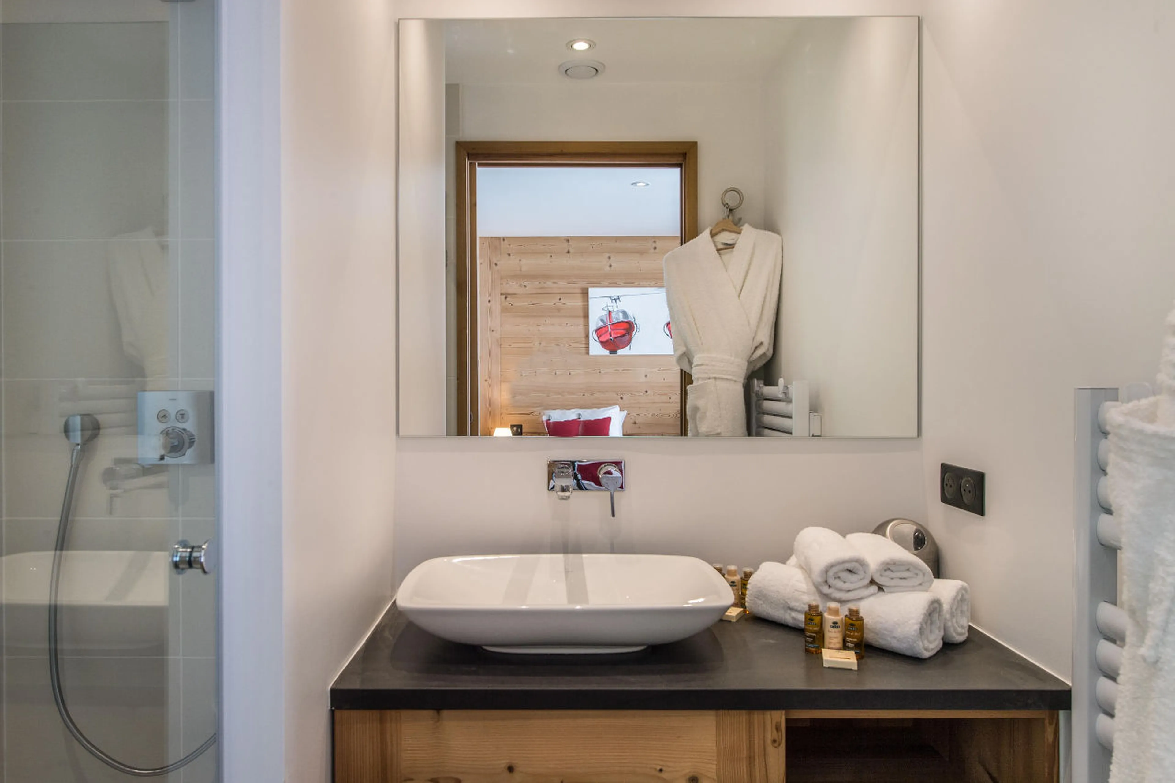 Shower room at Chalet Ancolies in Courchevel 1550