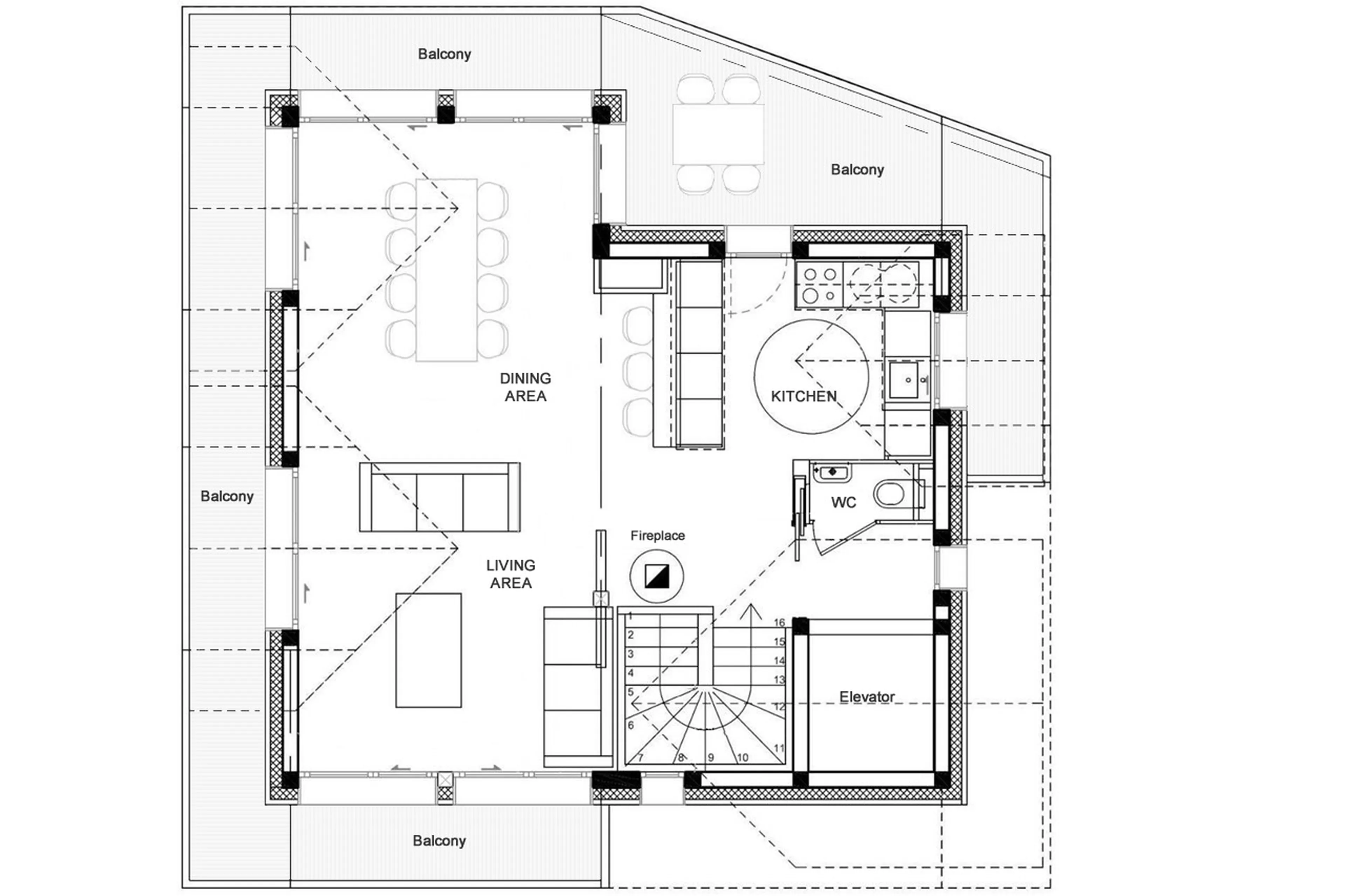 Level 2 floor plan of Chalet Ancolie in Courchevel 1550