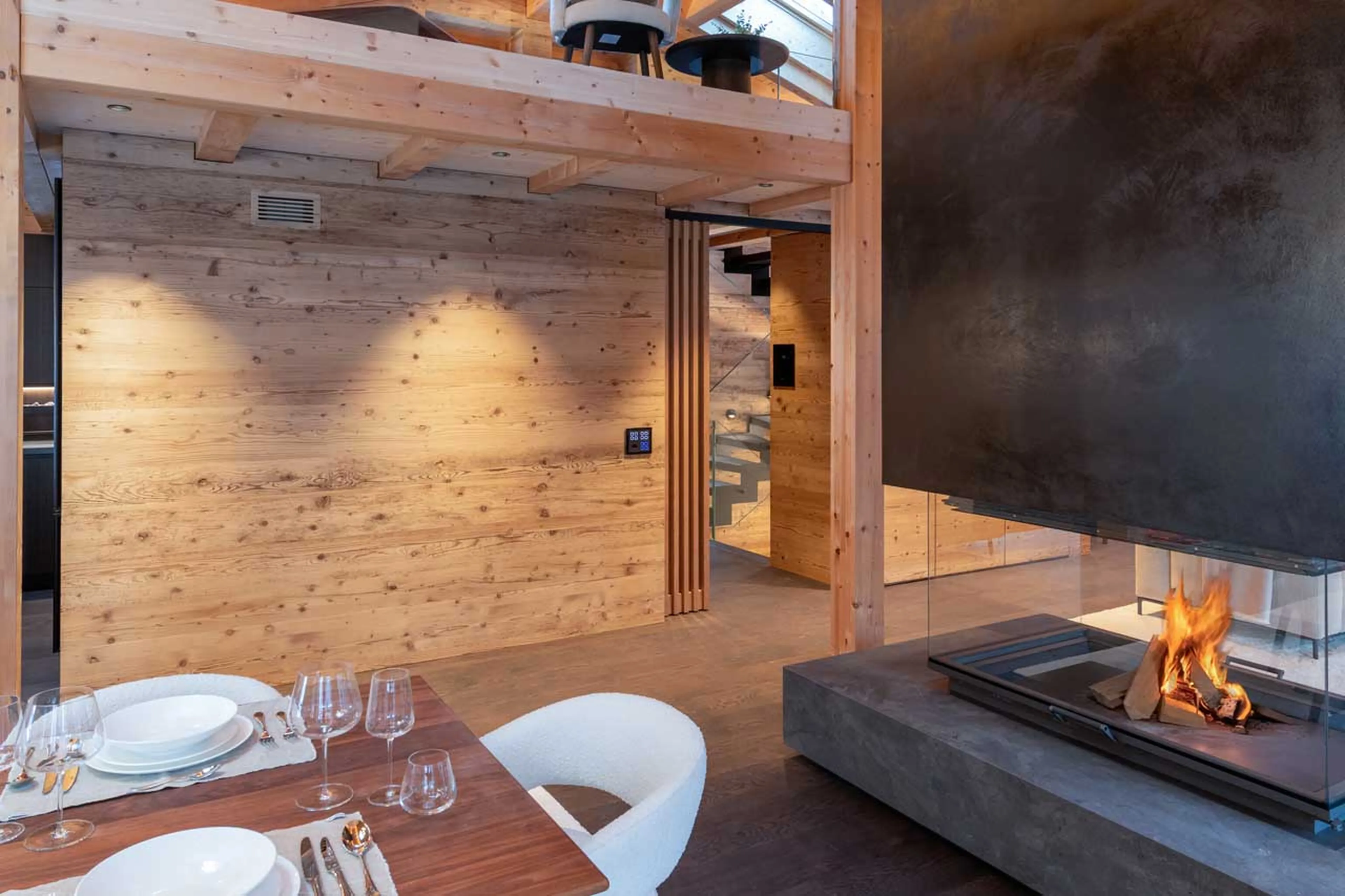 Fireplace at Chalet Andra in Grindelwald