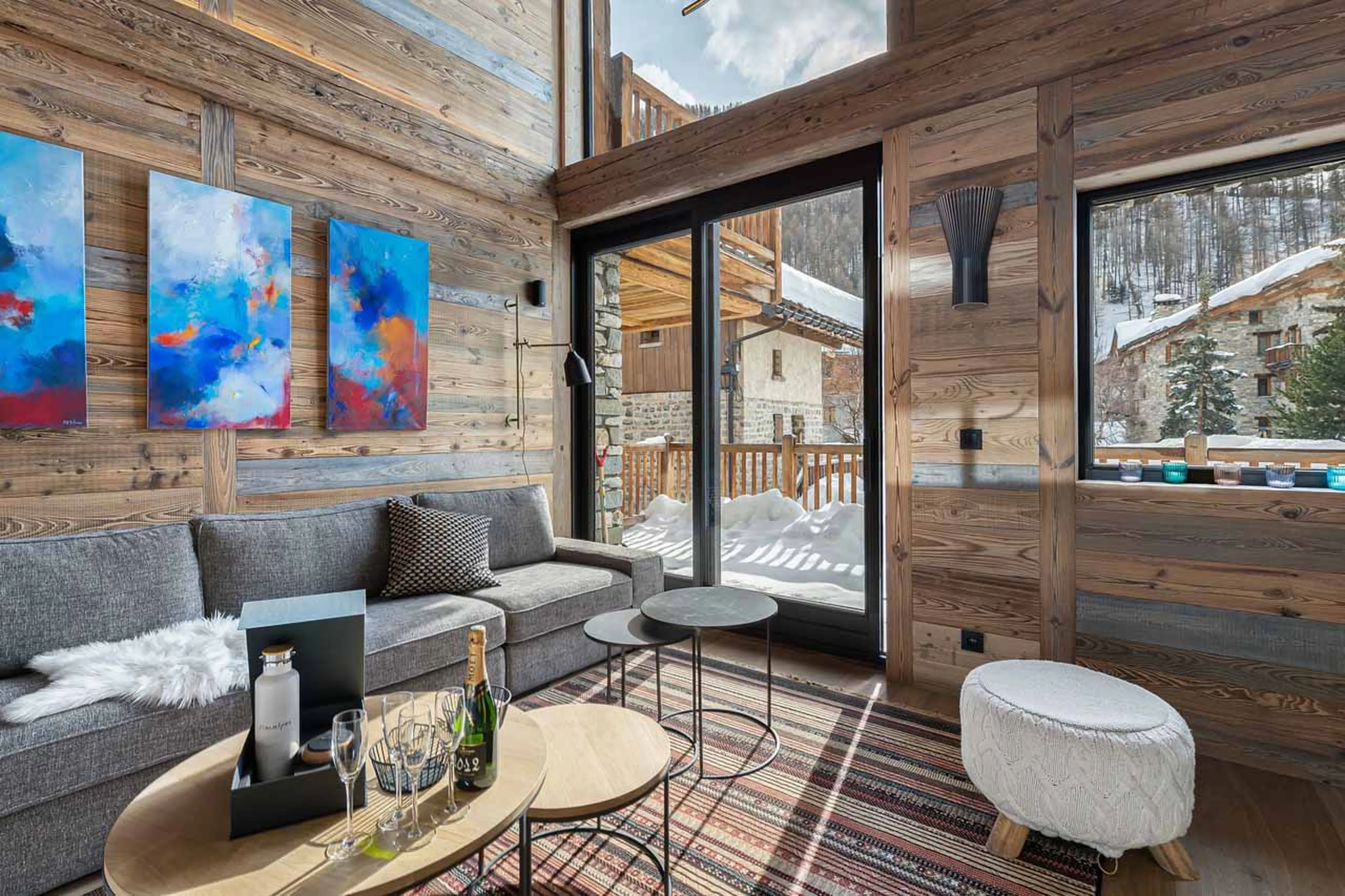 Access to balcony from living area at Chalet Angelus 1 in Val d'Isere