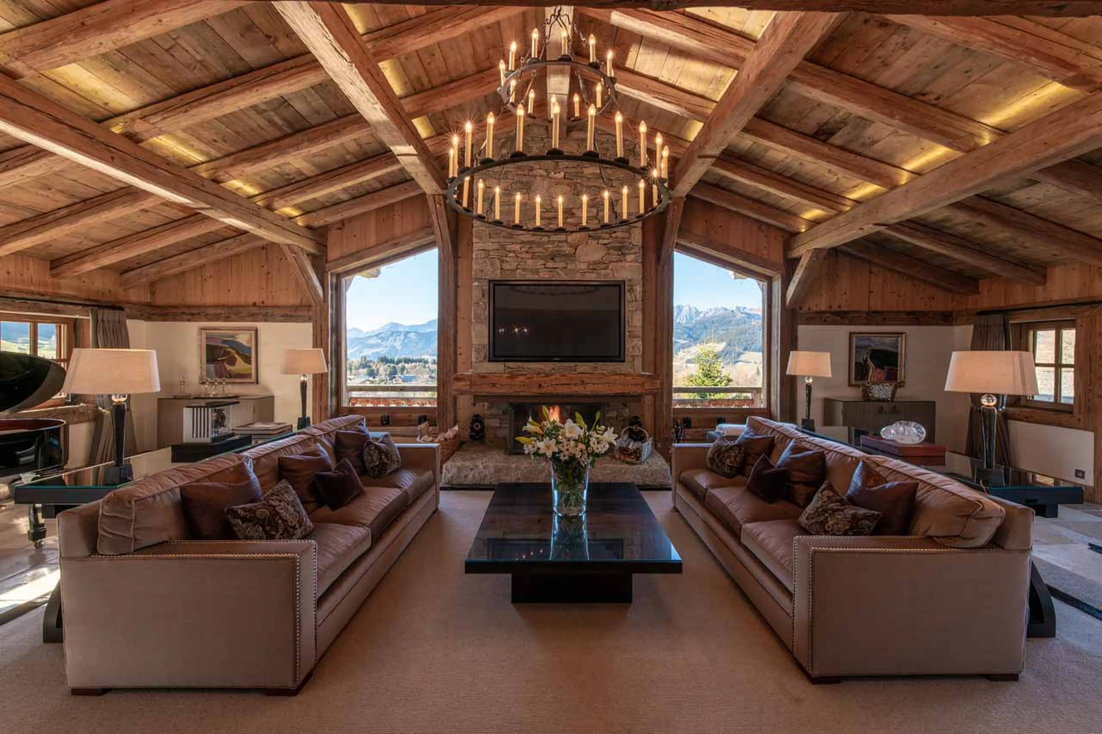 Living area at Chalet Apicius in Megeve