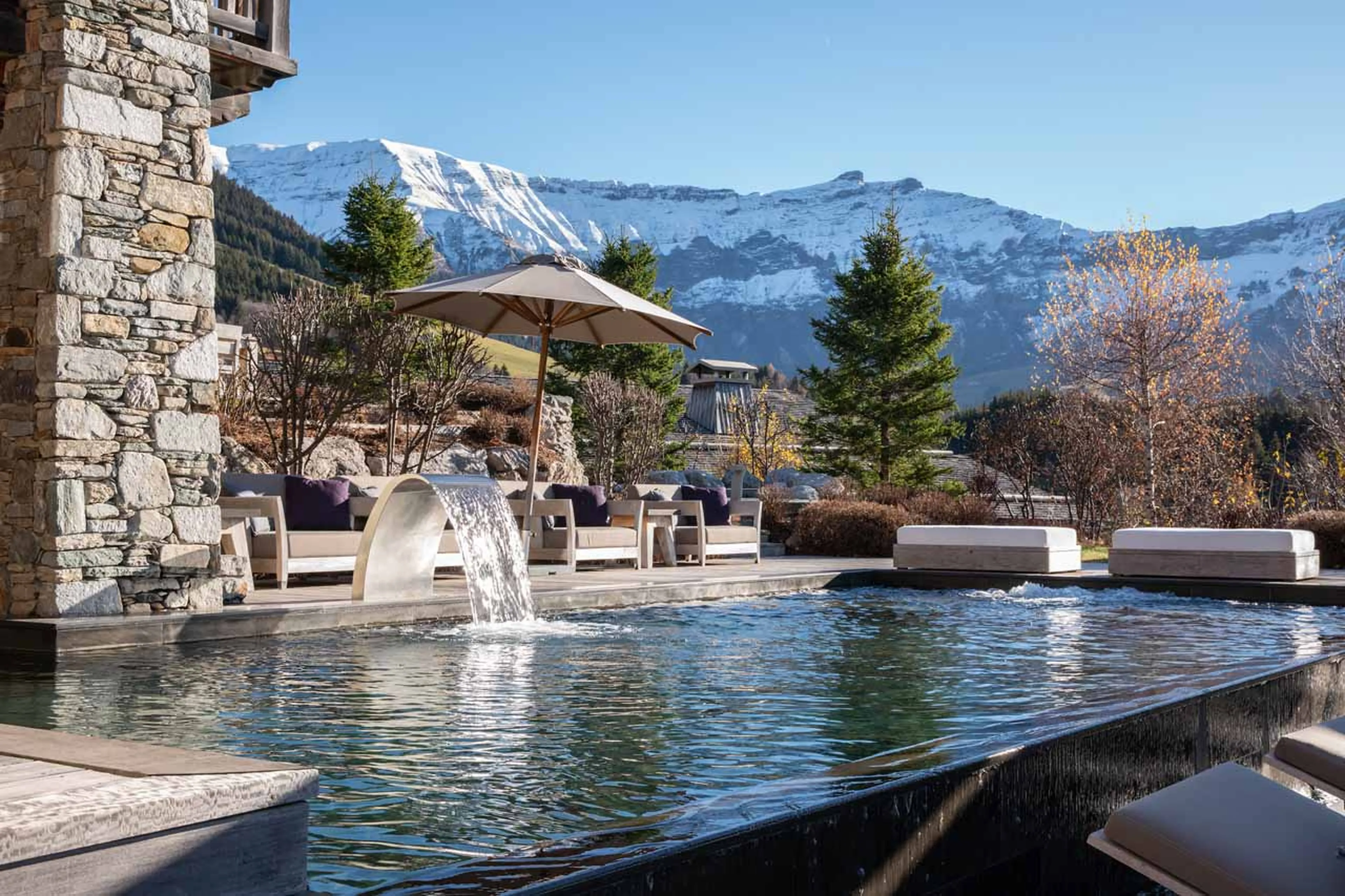 Pool in summer at Chalet Apicius in Megeve