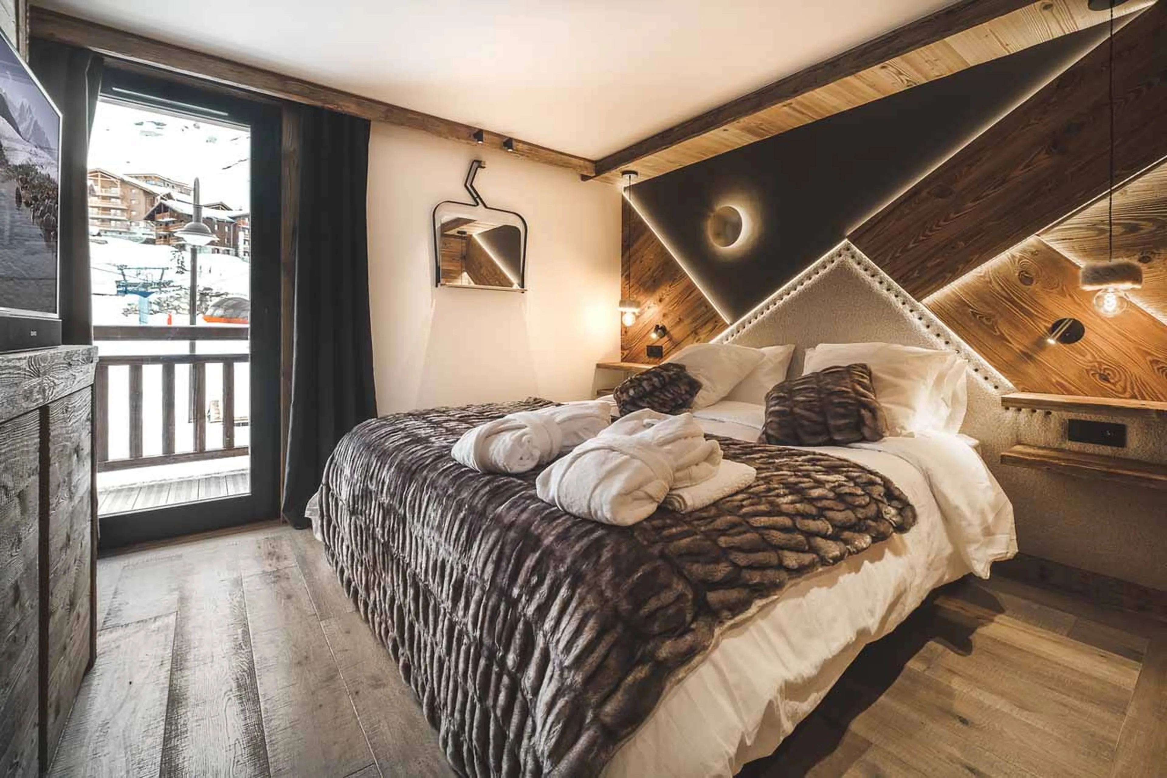 Bedroom one at Chalet Arolla in Tignes