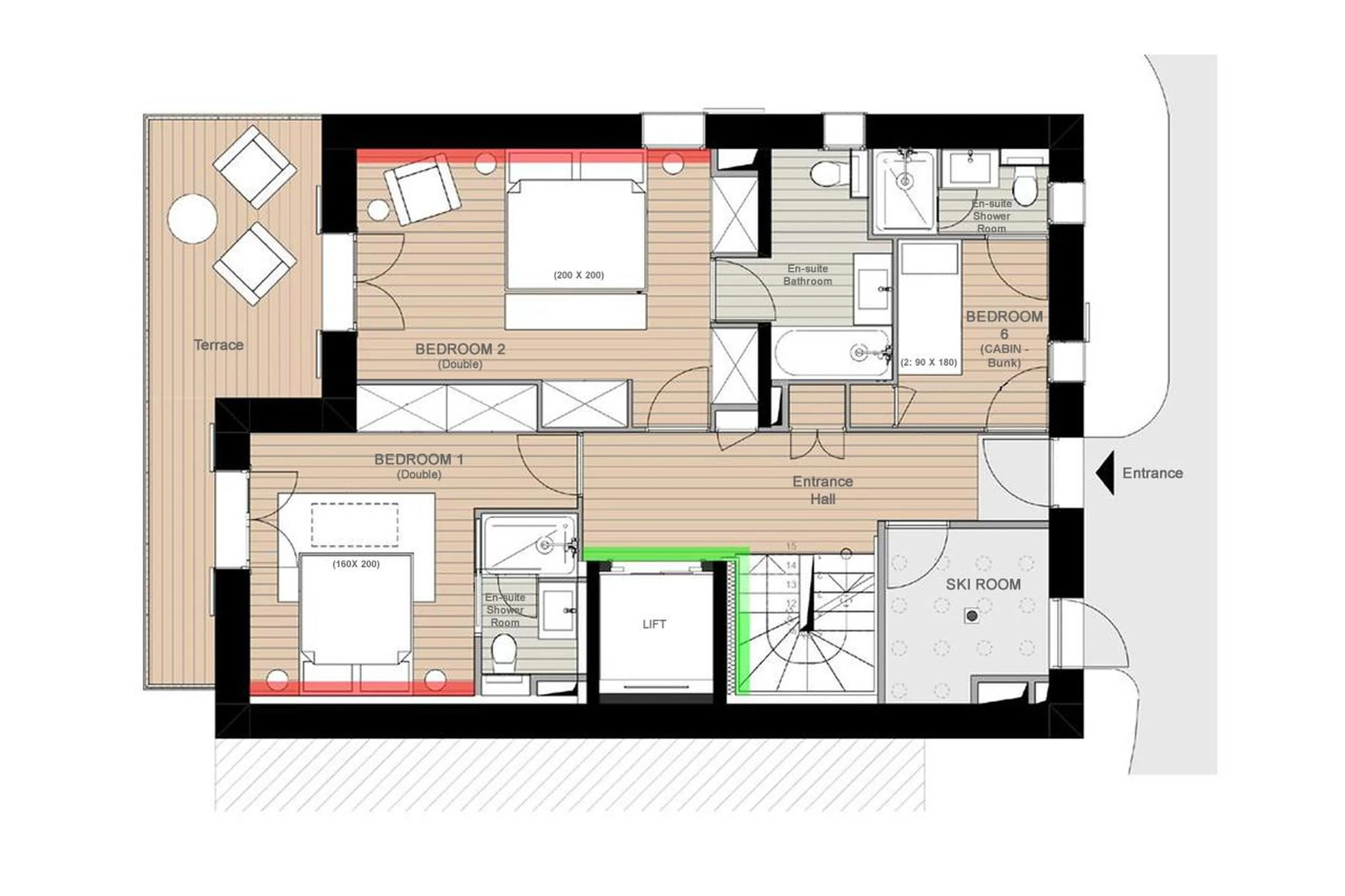 Level 0 floor plan of Chalet Arpont in Courchevel 1650