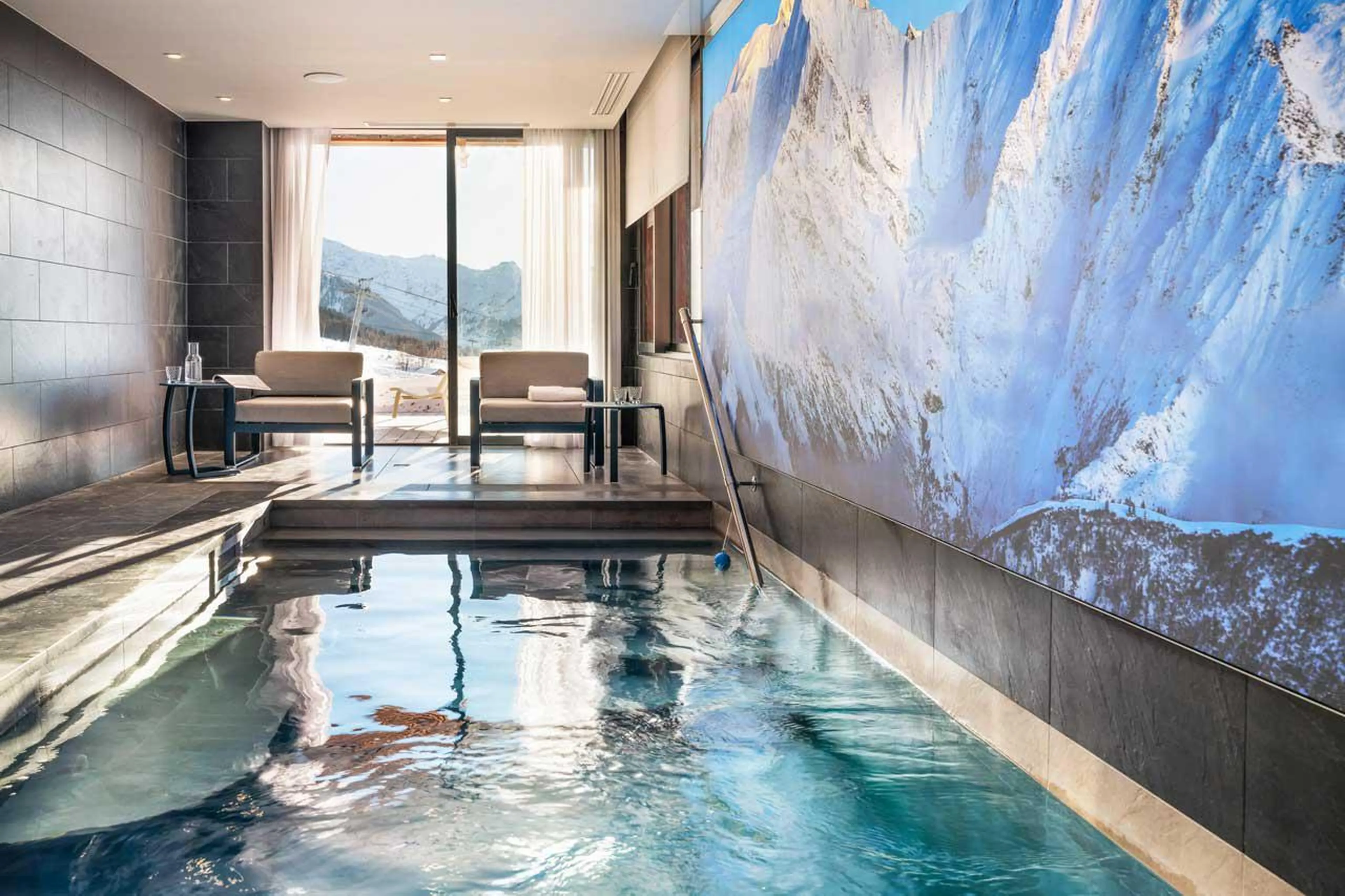 Heated indoor swimming pool at Chalet Arpoza in Les Arcs