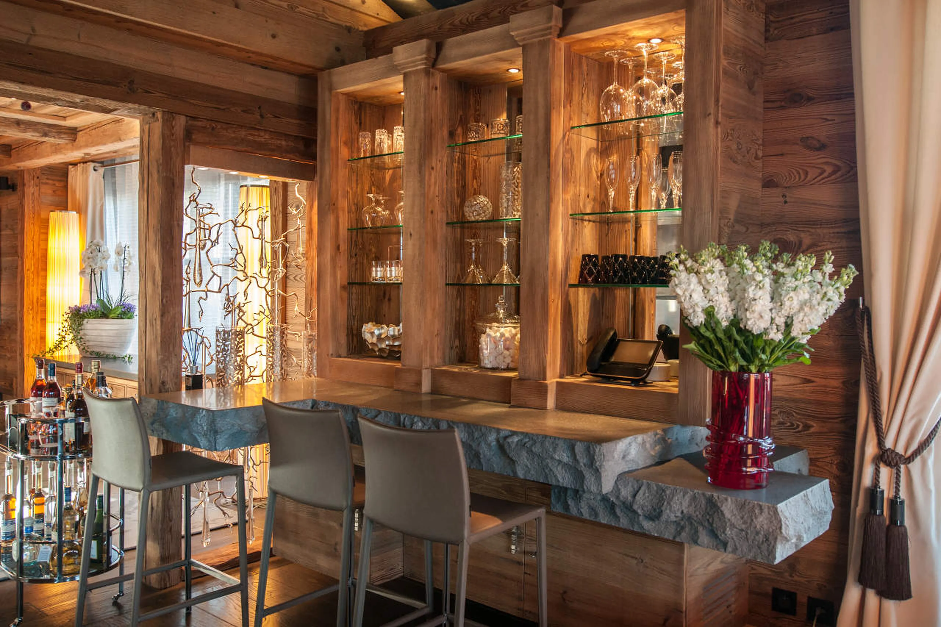 Bar area of living space in Chalet Art in Courchevel 1850