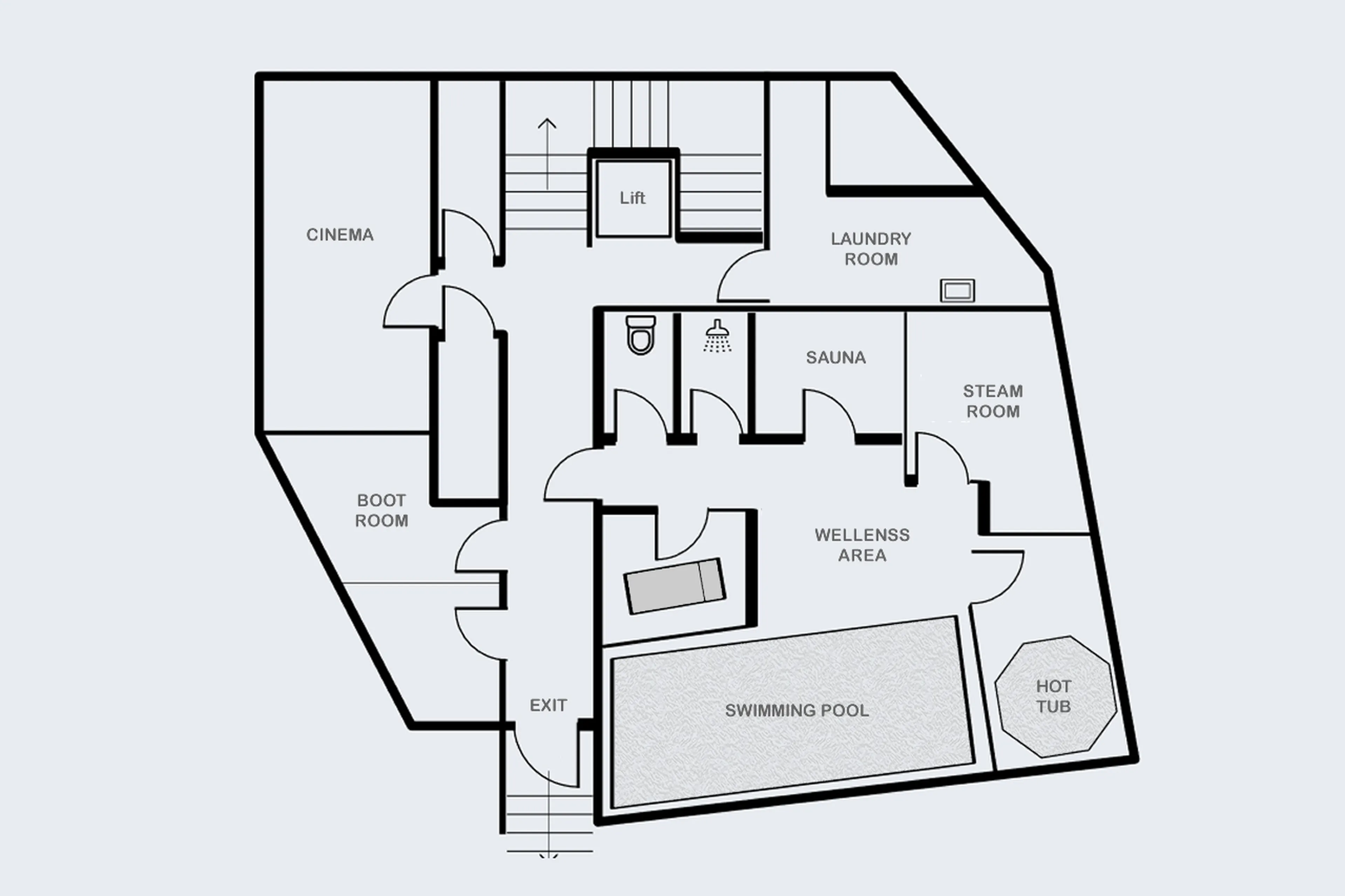 Level -1 floor plan of Chalet Artemis in St Anton