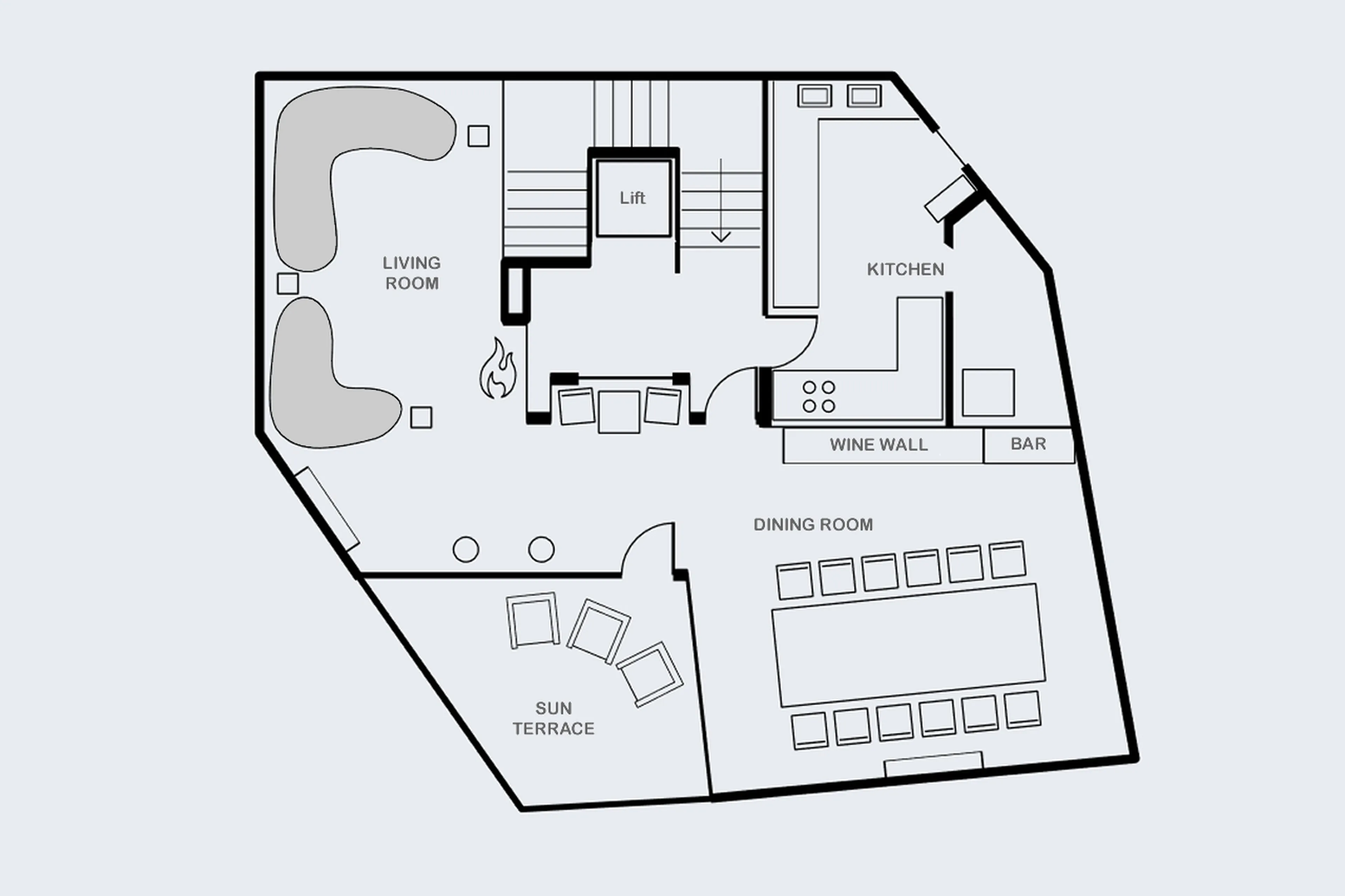Level 2 floor plan of Chalet Artemis in St Anton