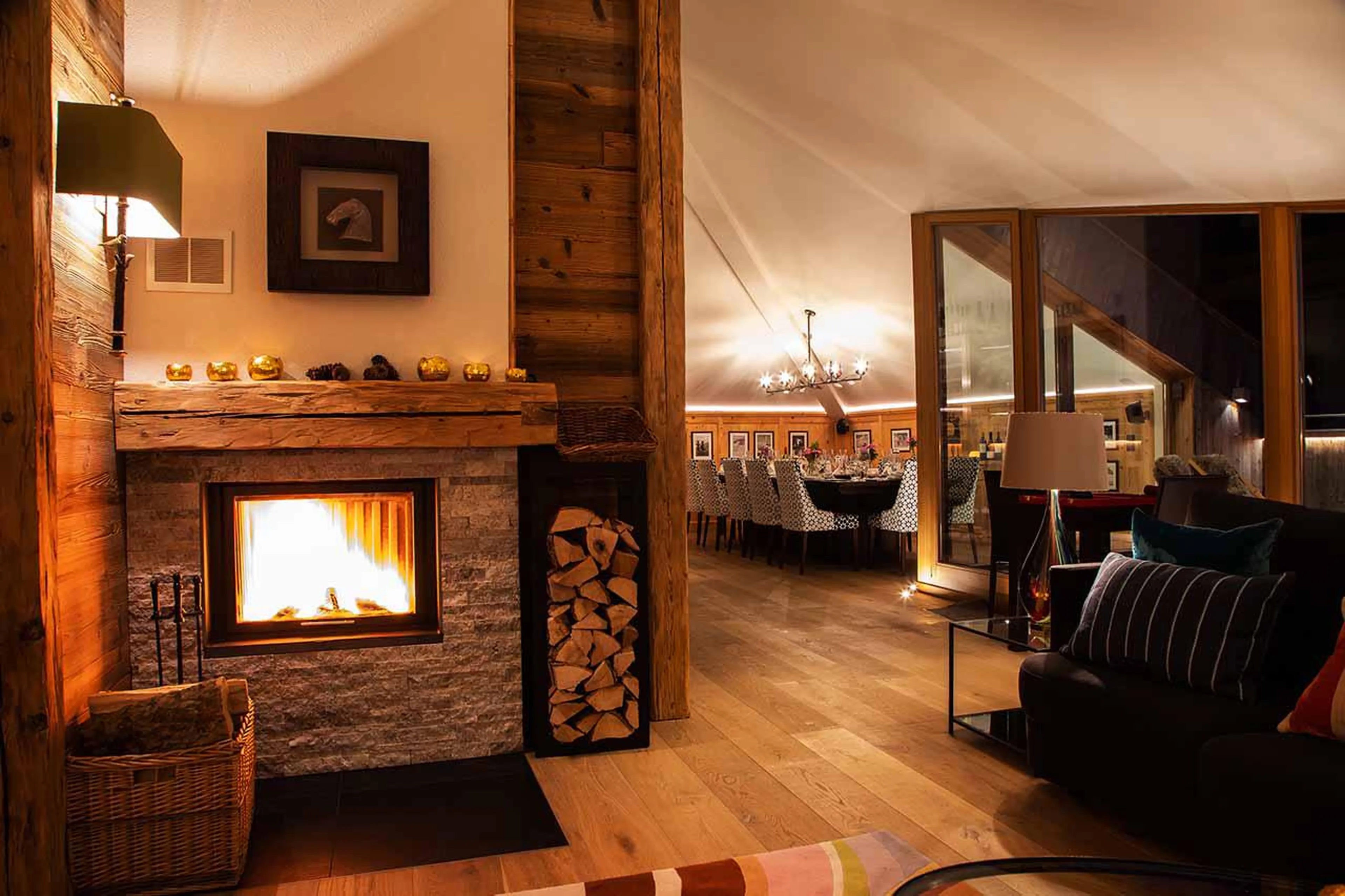 Living and dining area at Chalet Artemis in St Anton