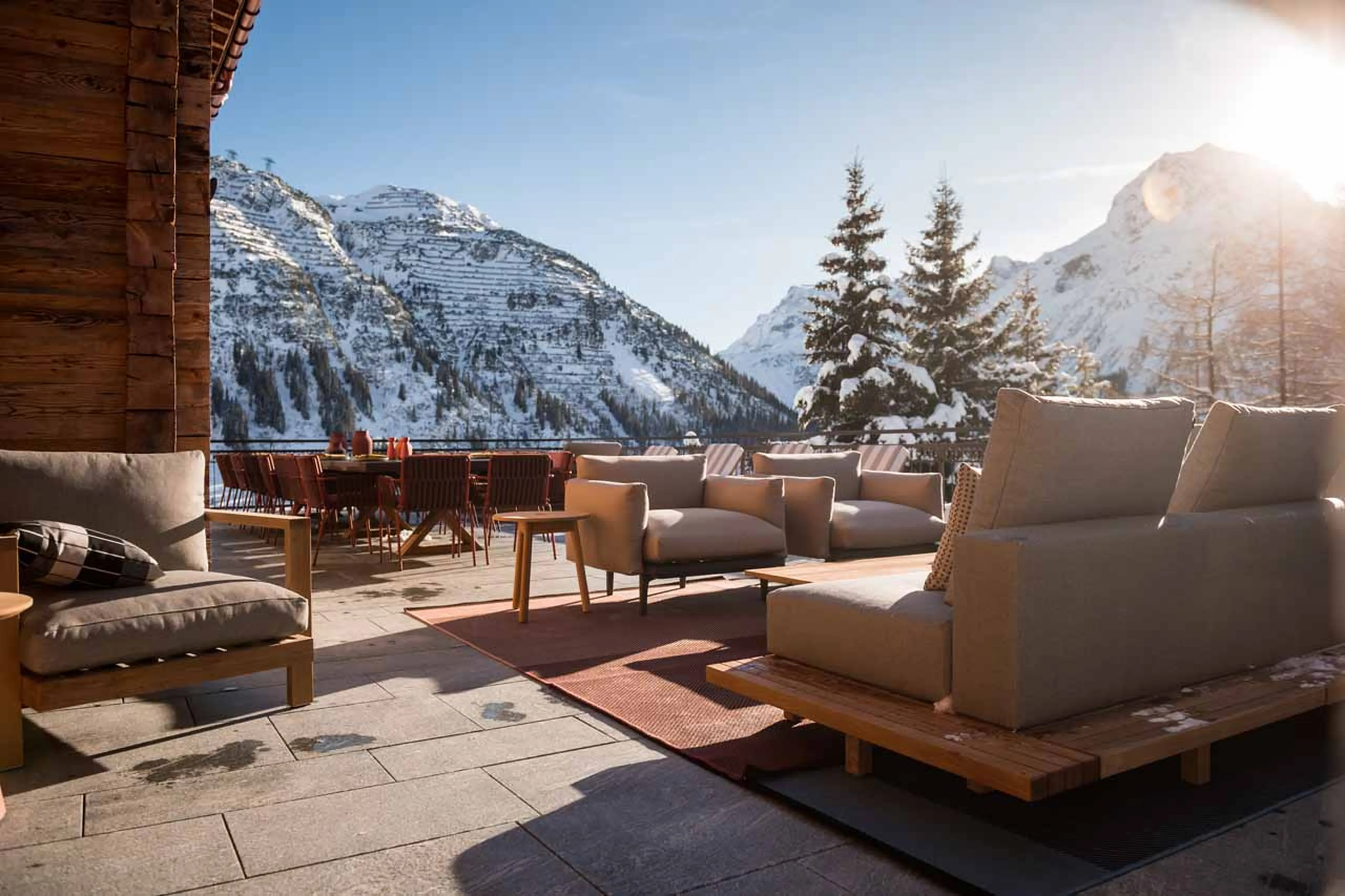 Comfy seating on terrace at Chalet Arula 1 in Lech