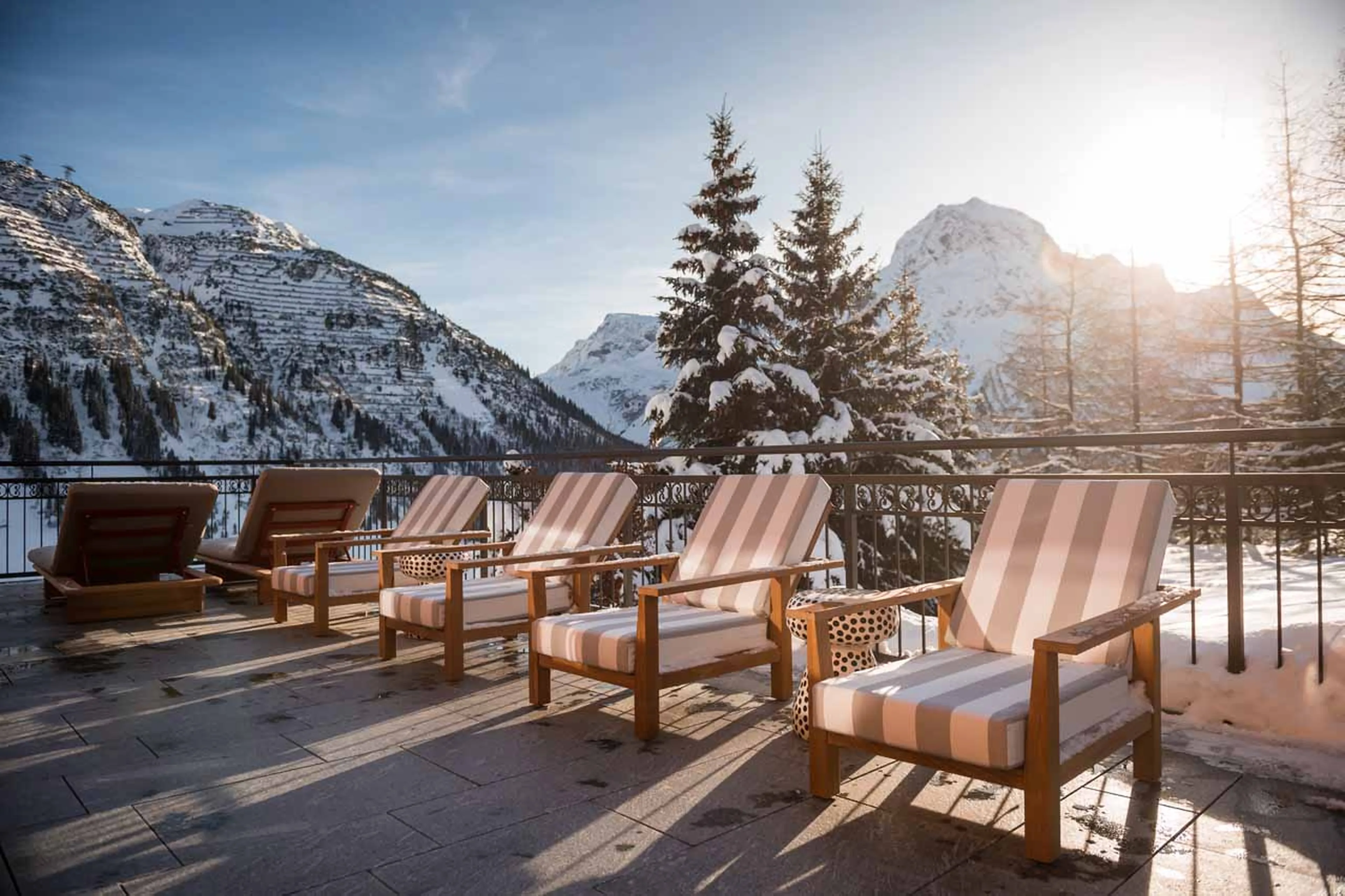 Terrace seating at Chalet Arula 1 in Lech