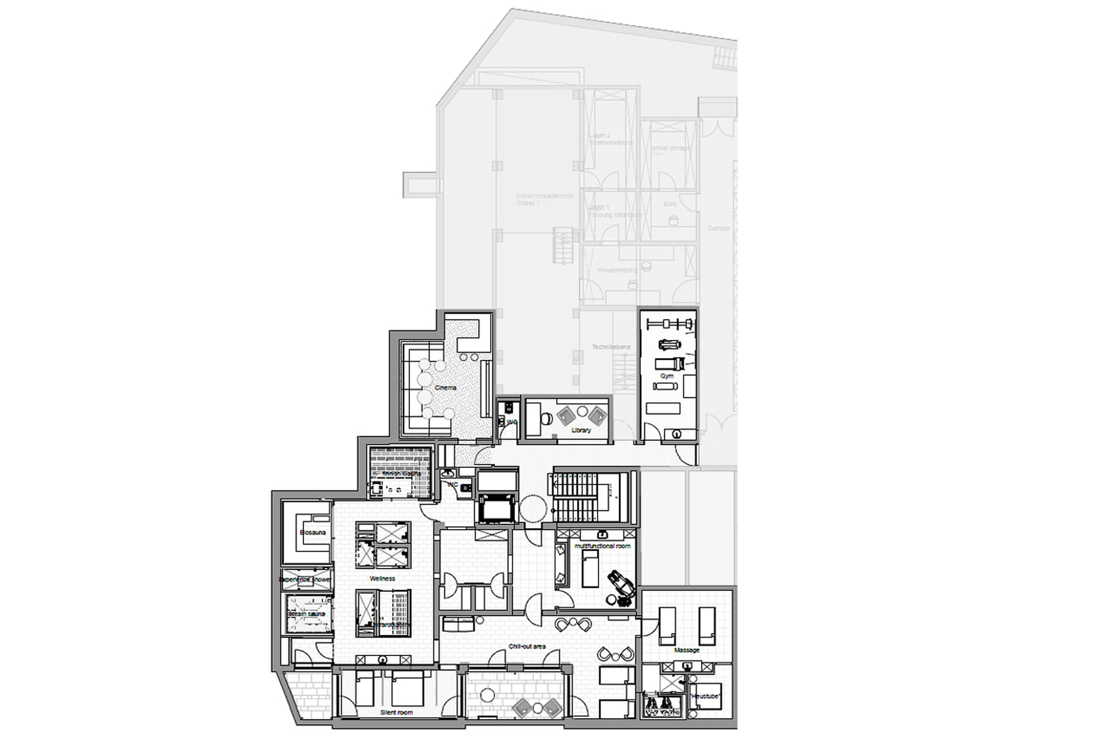 Level -1 floor plan of Chalet Arula 1 in Lech