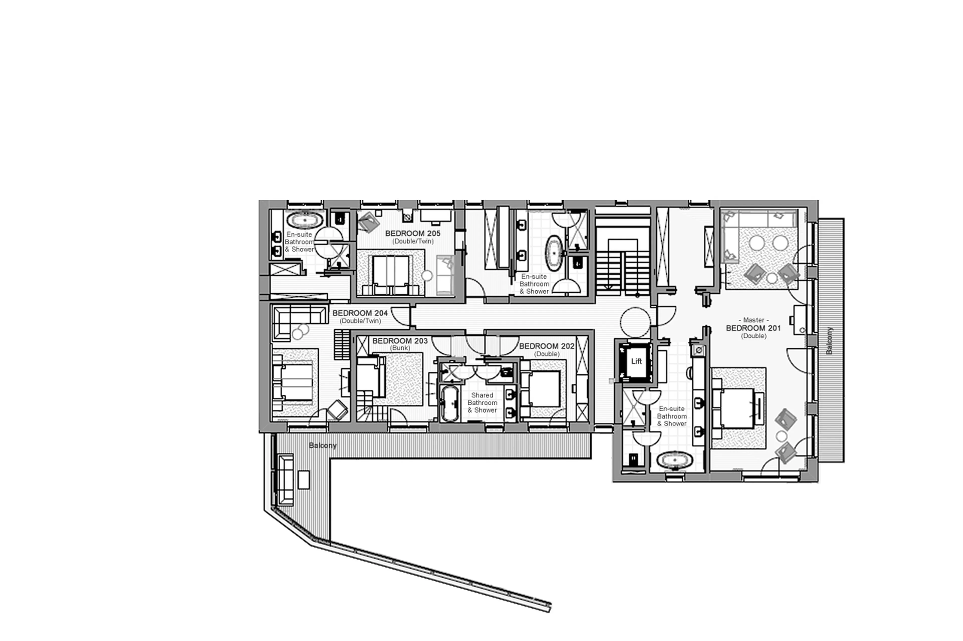 Level 1 floor plan of Chalet Arula 1 in Lech