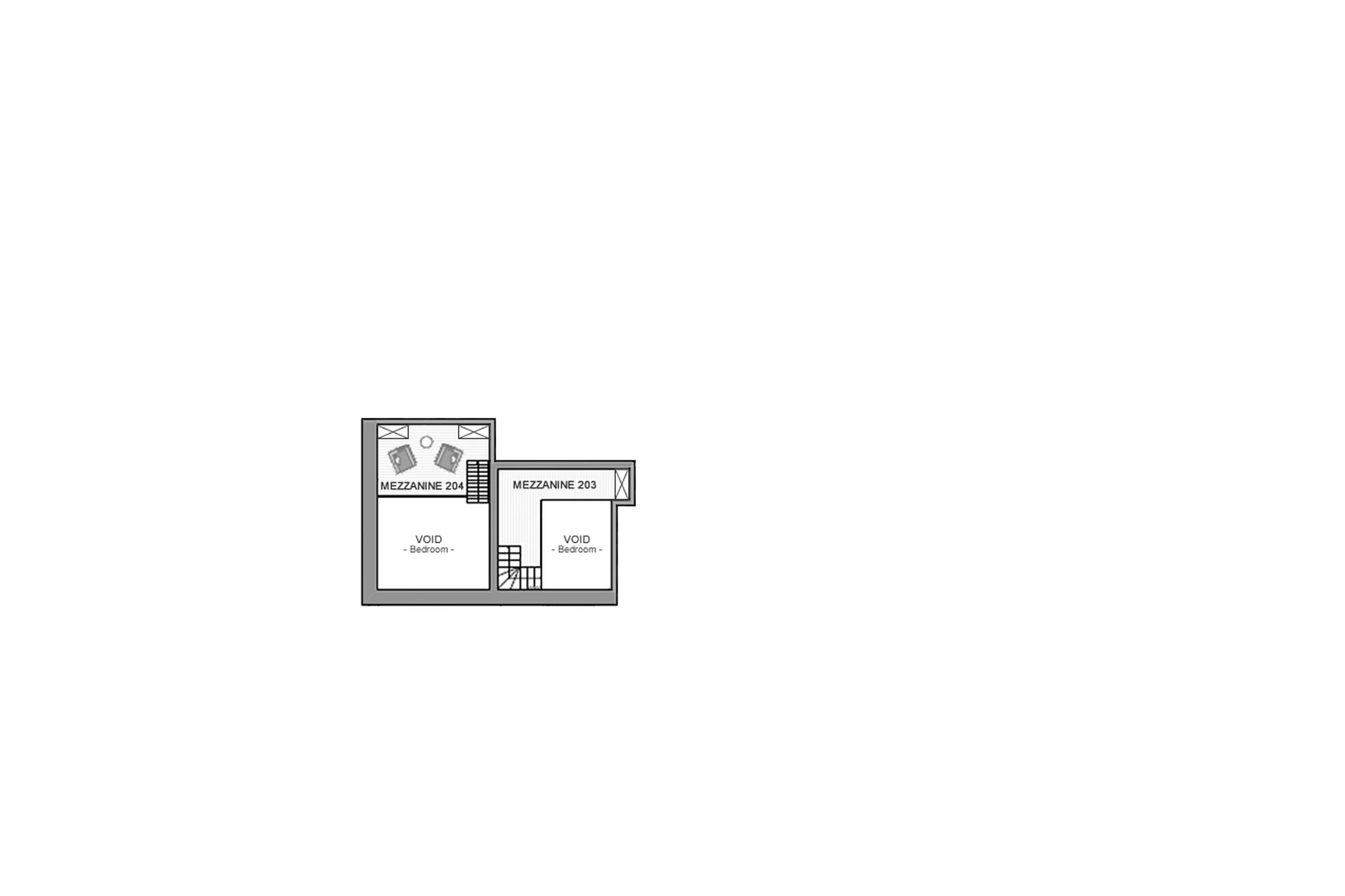 Mezzanine level floor plan of Chalet Arula 1 in Lech