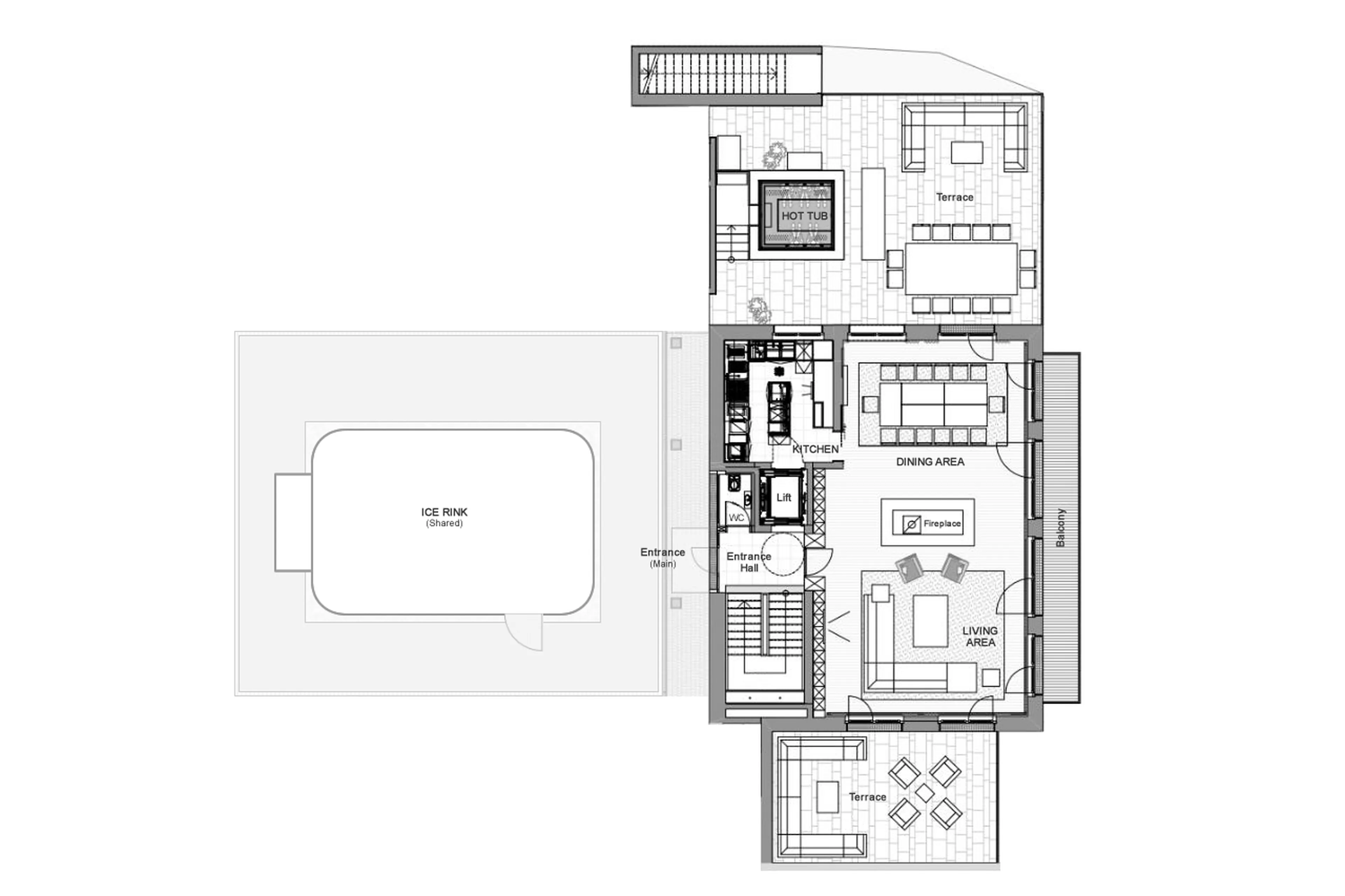 Level 0 floor plan at Chalet Arula 2 in Lech