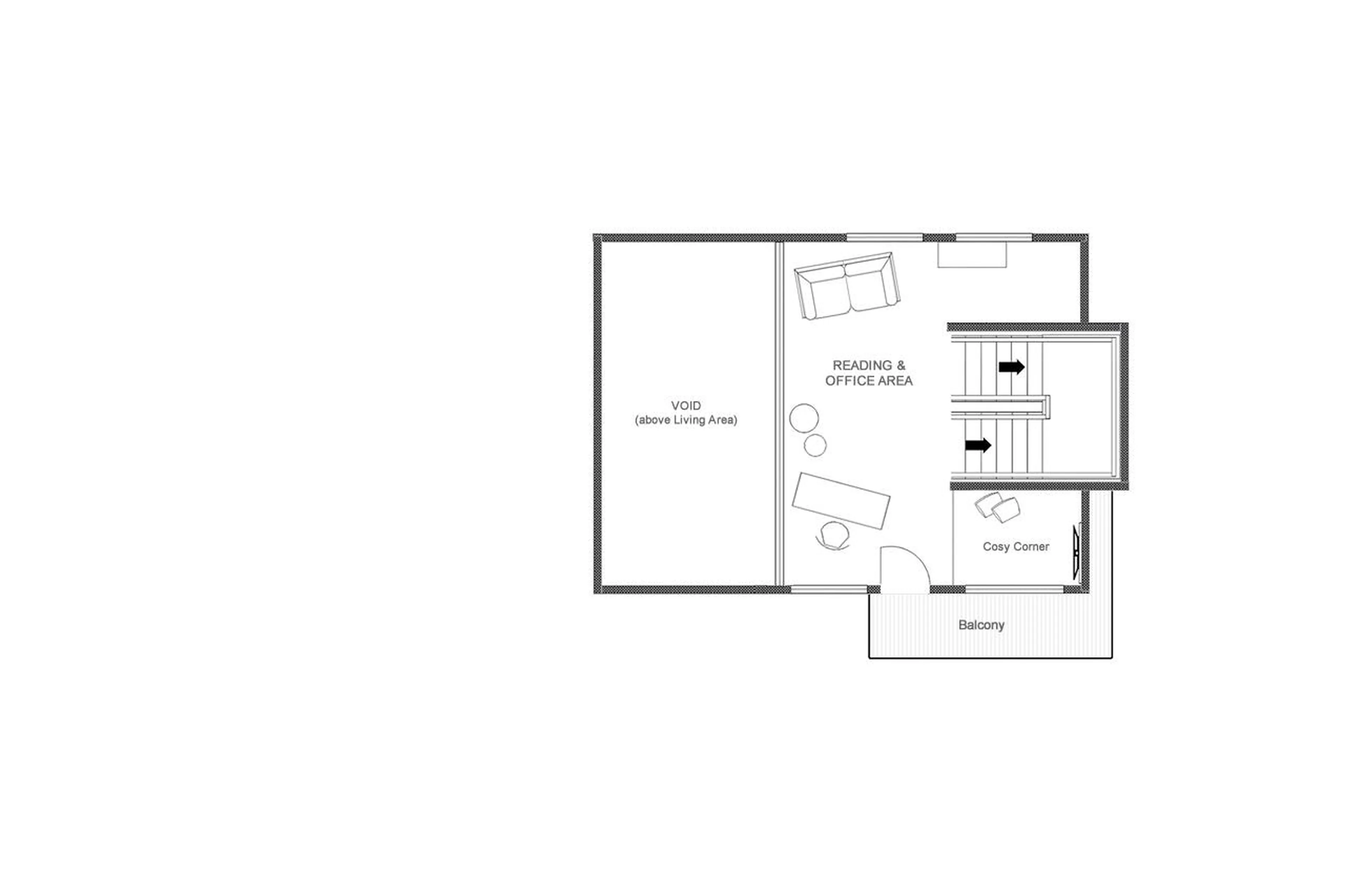 Mezzanine level floor plan of Chalet Ascensions in Courchevel 1650