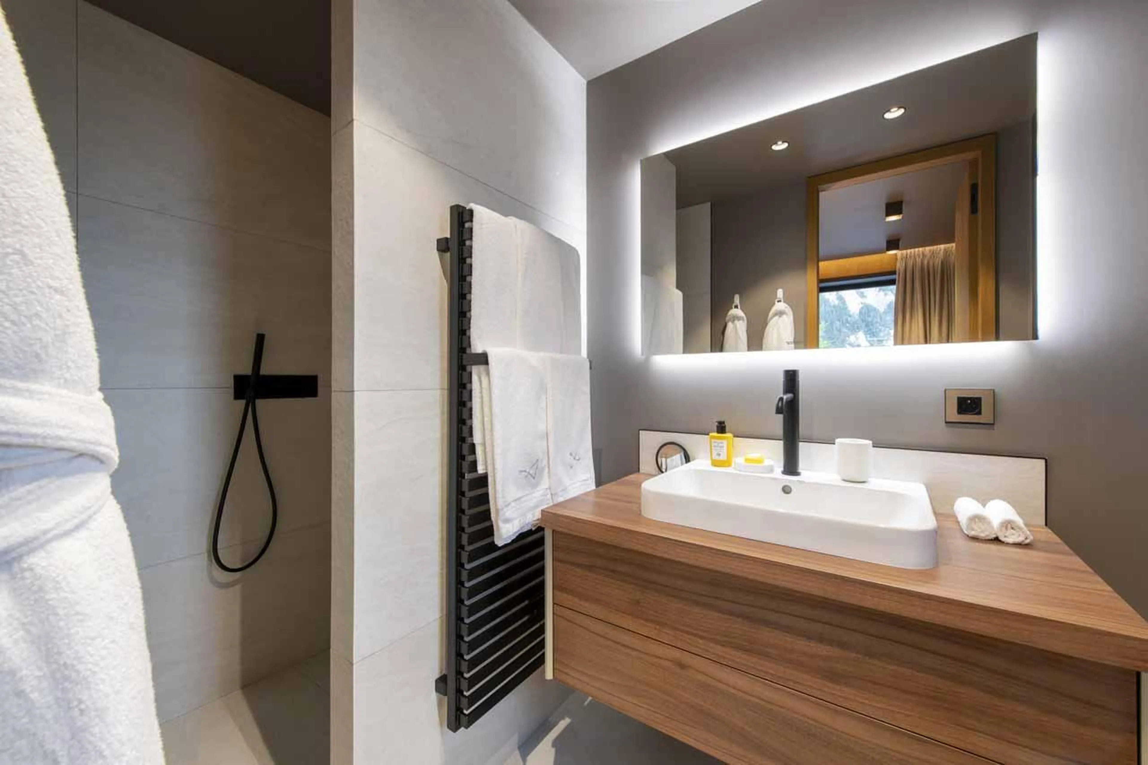 En-suite shower room and basin in Chalet Ascension, Courchevel 1650