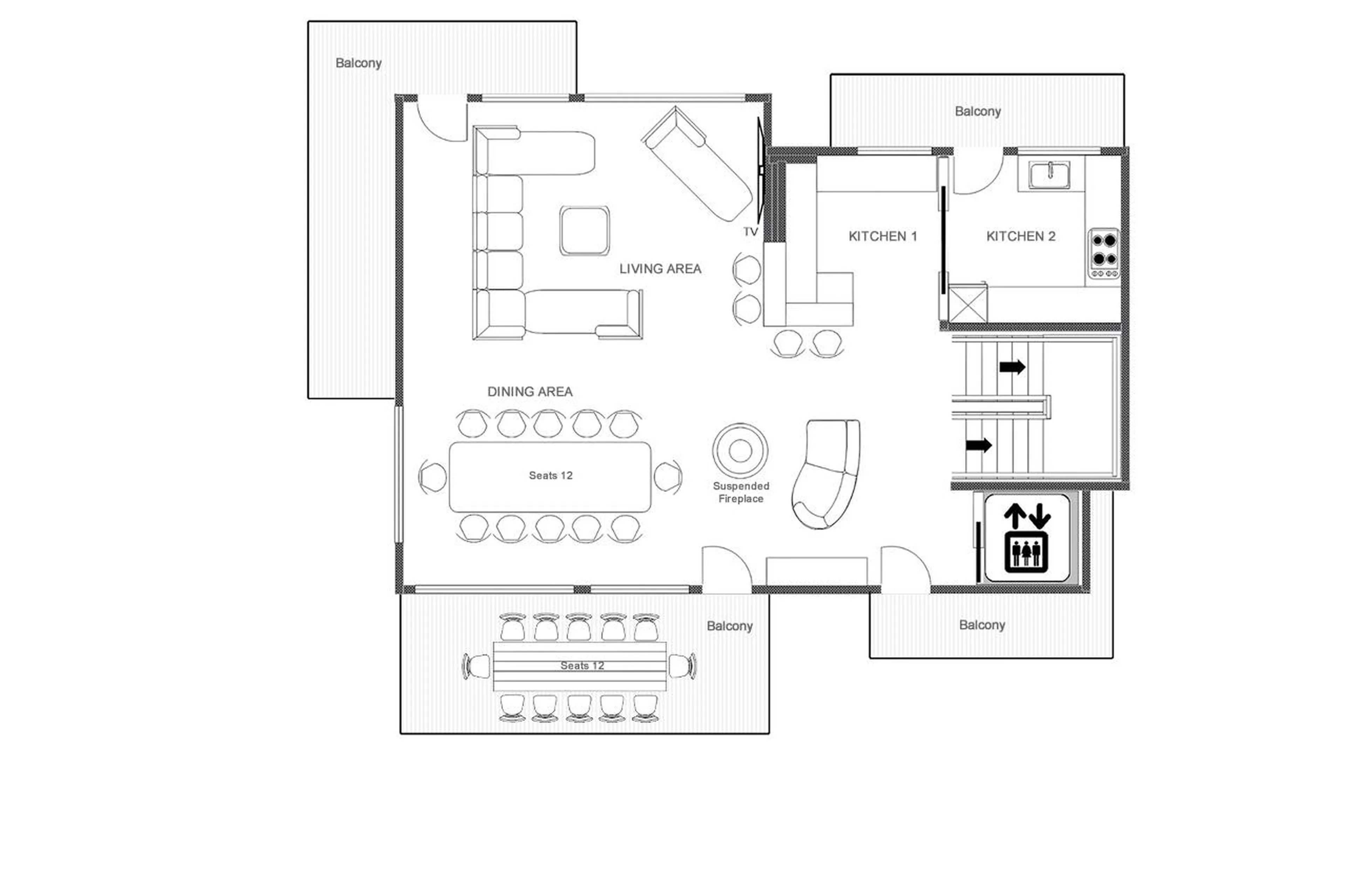 Level 3 floor plan of Chalet Ascensions in Courchevel 1650