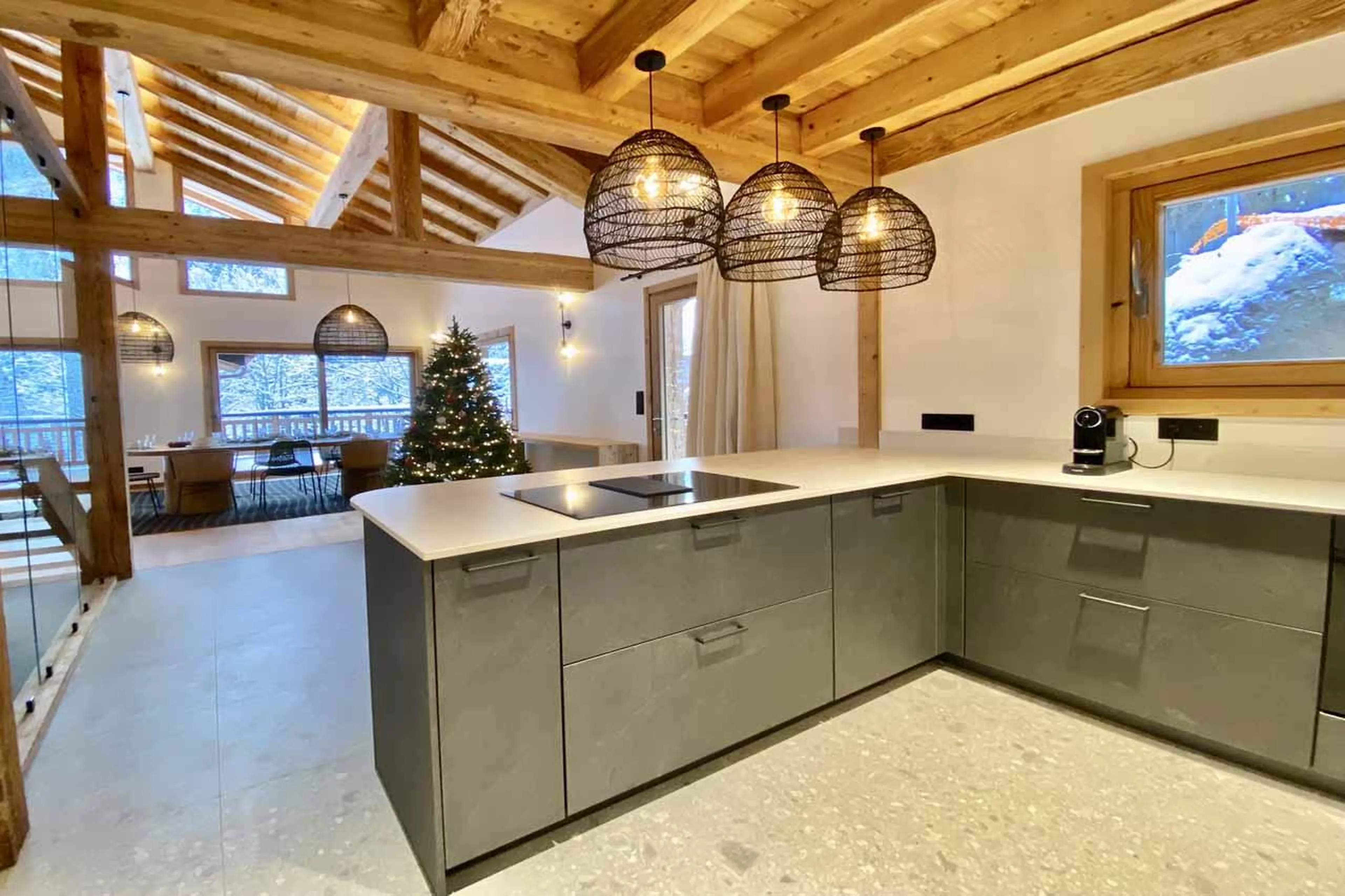 L-shaped kitchen in Chalet Asgard, Morzine