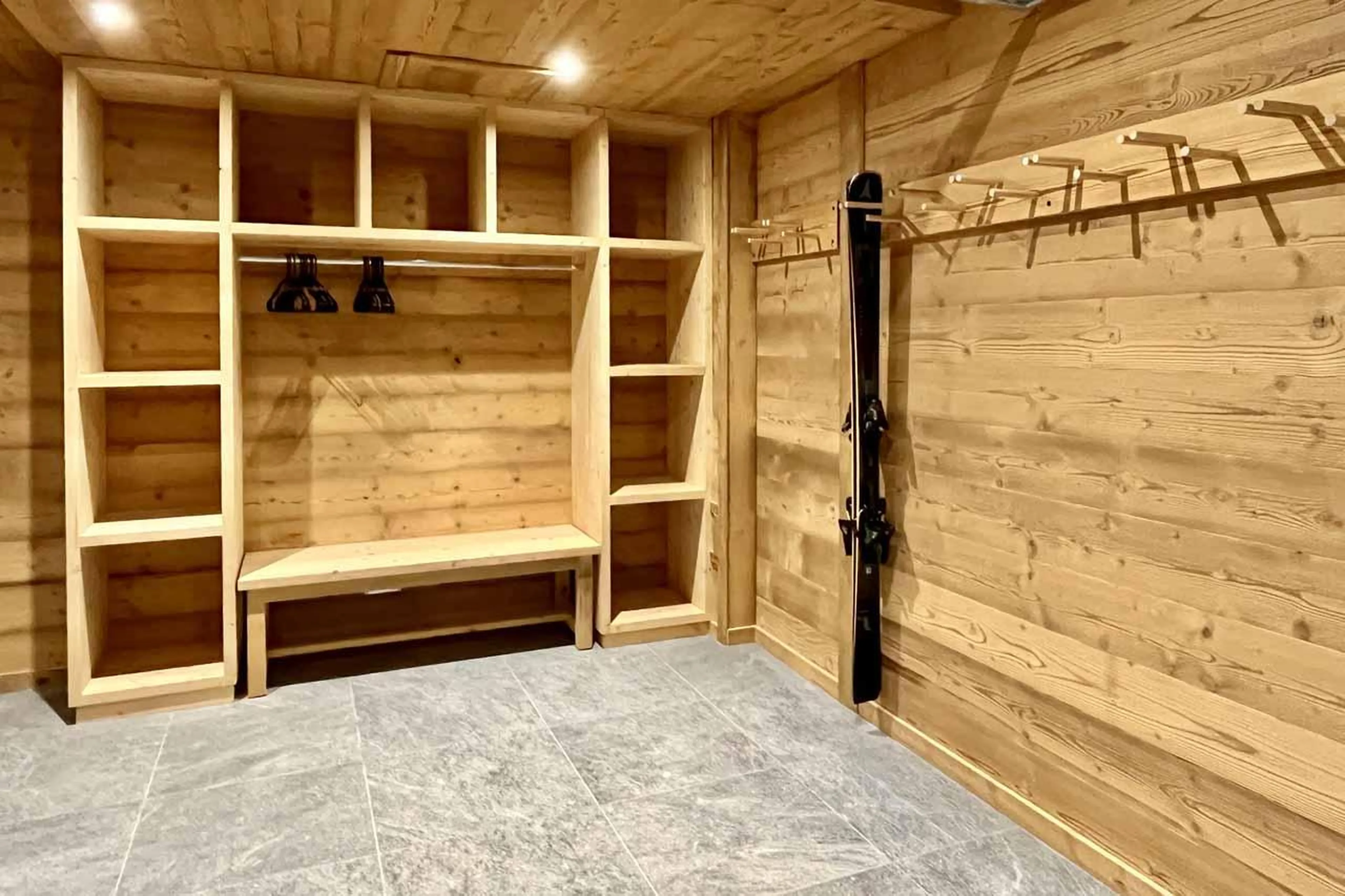 Bench, shelves and racks in Chalet Asgard, Morzine