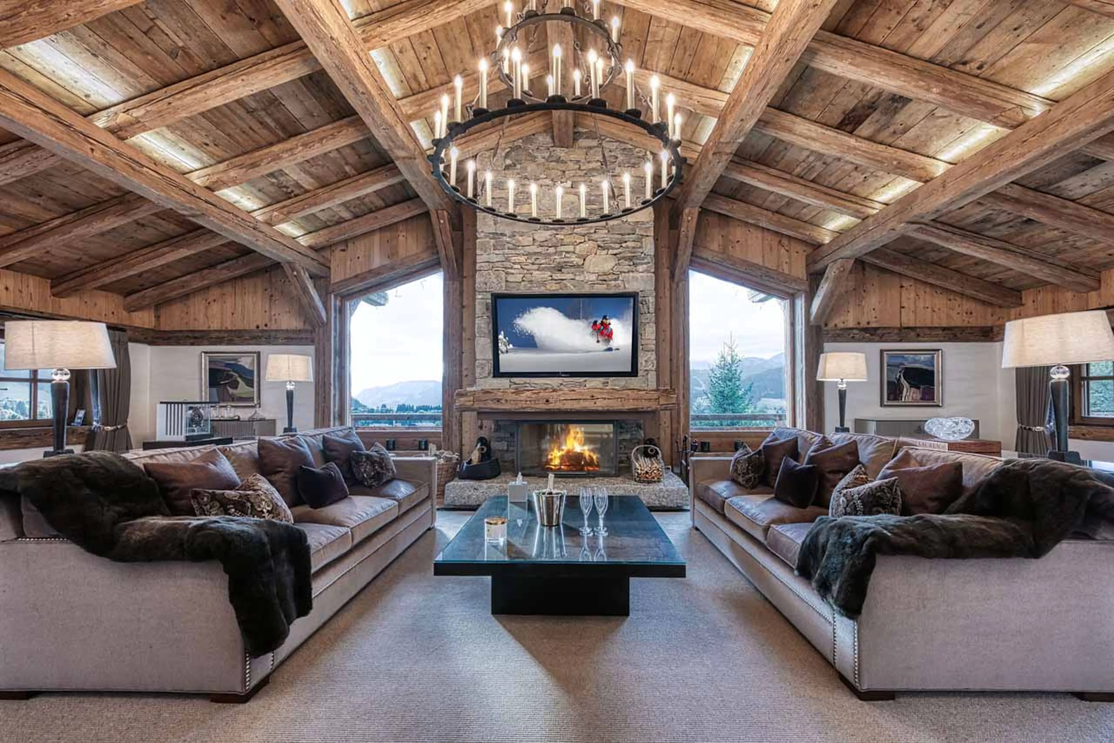 Living area at Chalet Aspen in Megeve