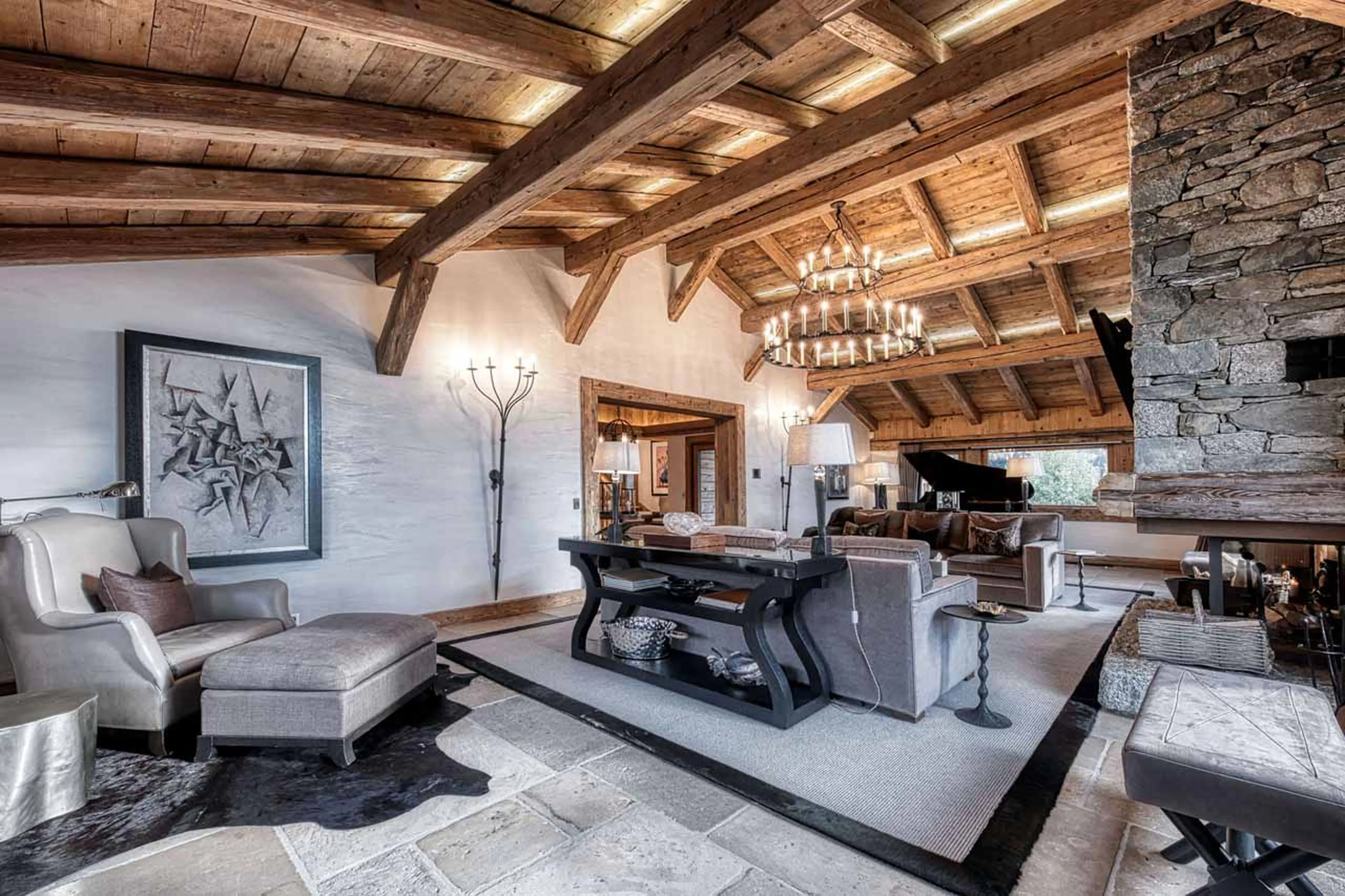 Fireplace at Chalet Aspen in Megeve