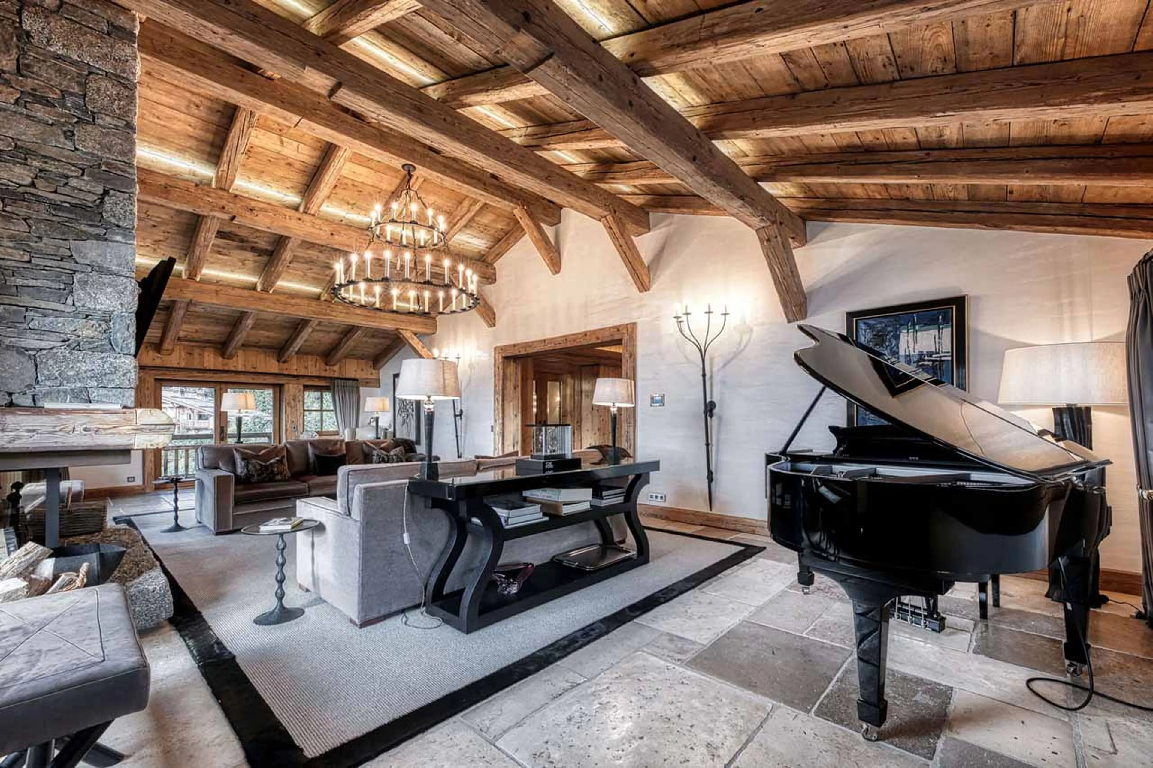 Steinway piano at Chalet Aspen in Megeve