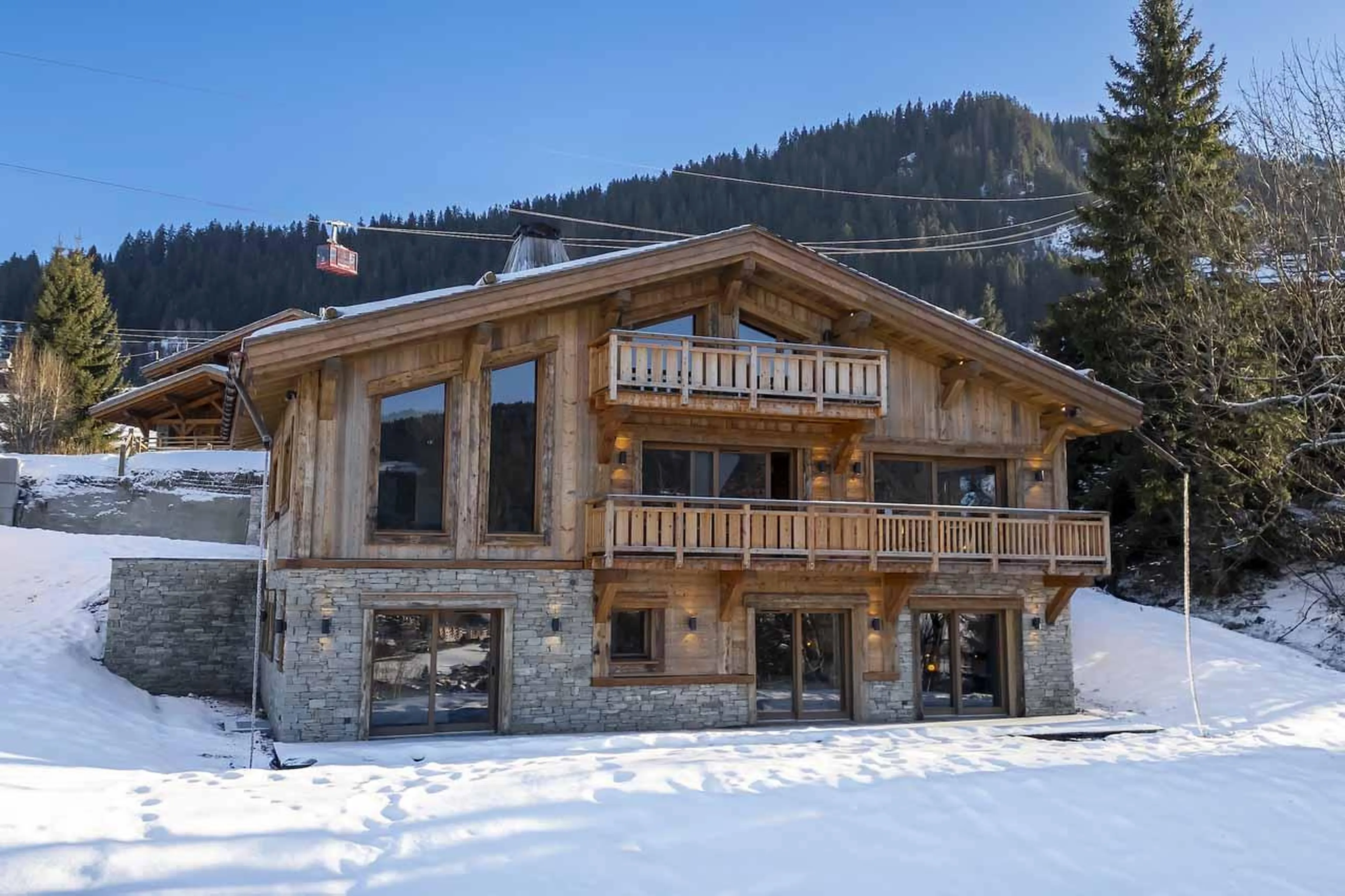 Exterior of Chalet Aspen, Megeve in the snow