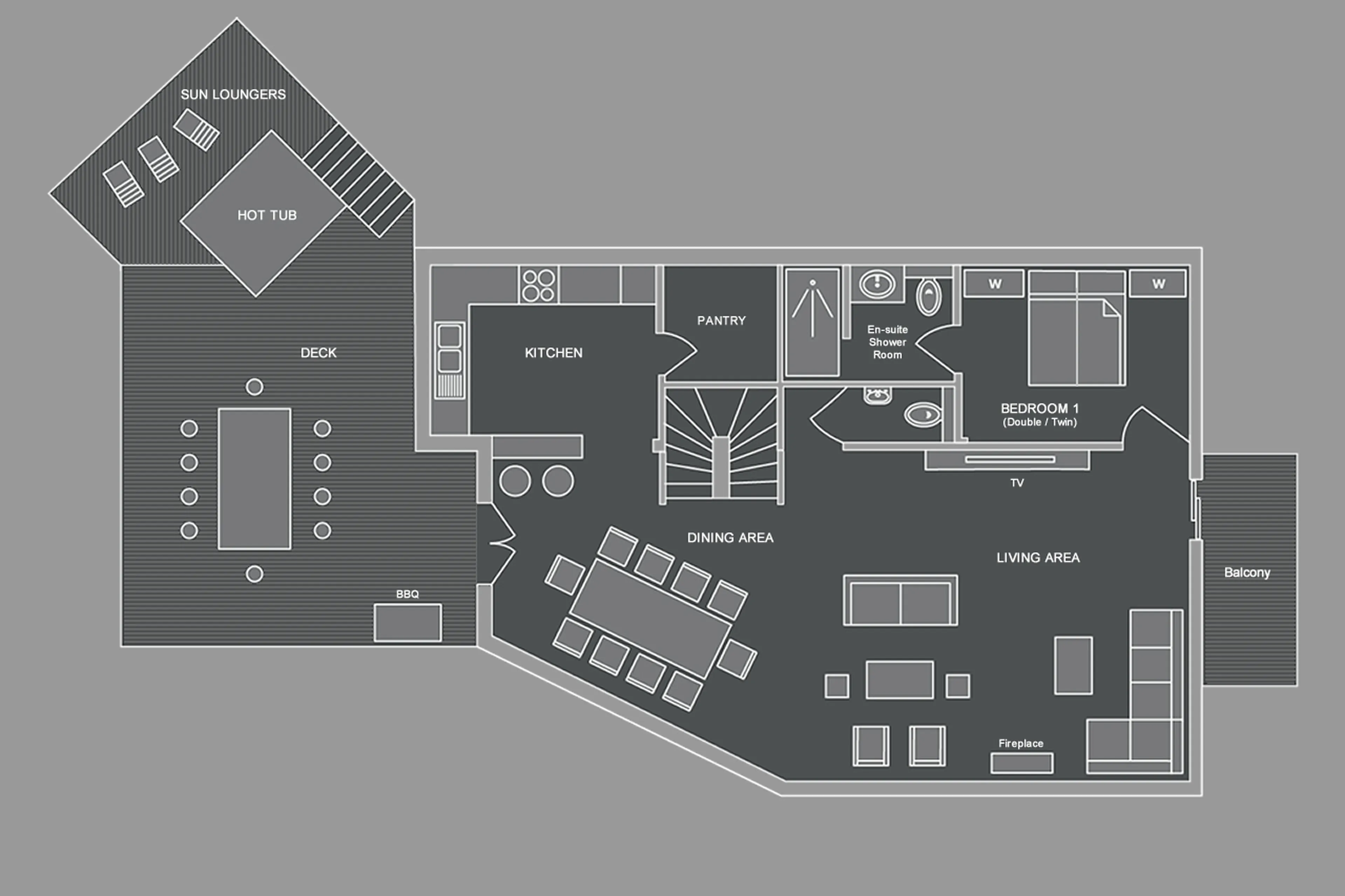 Level 1 floor plan of Chalet Aubois in Morzine