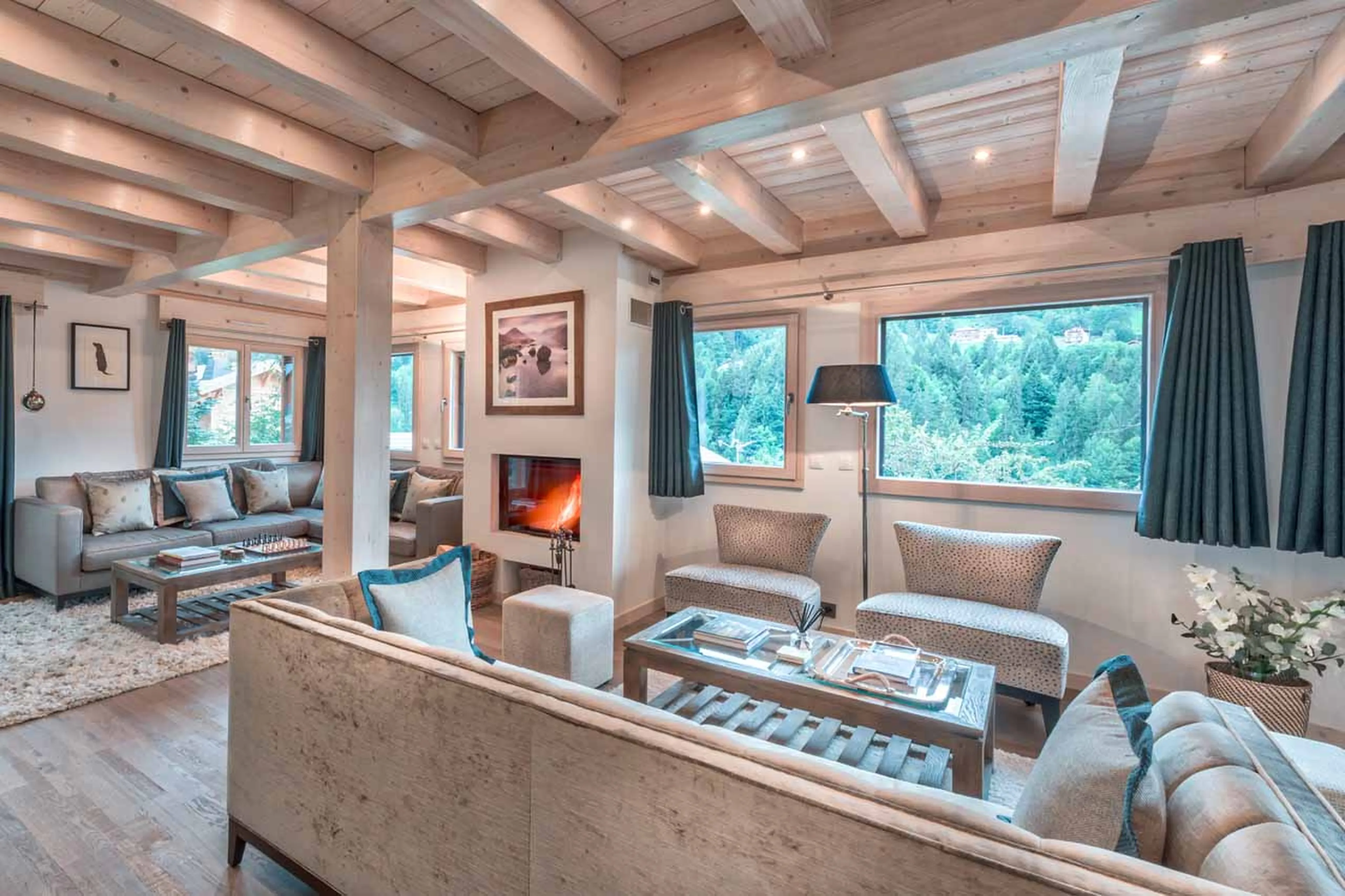 Two sitting areas at Chalet Aubois in Morzine
